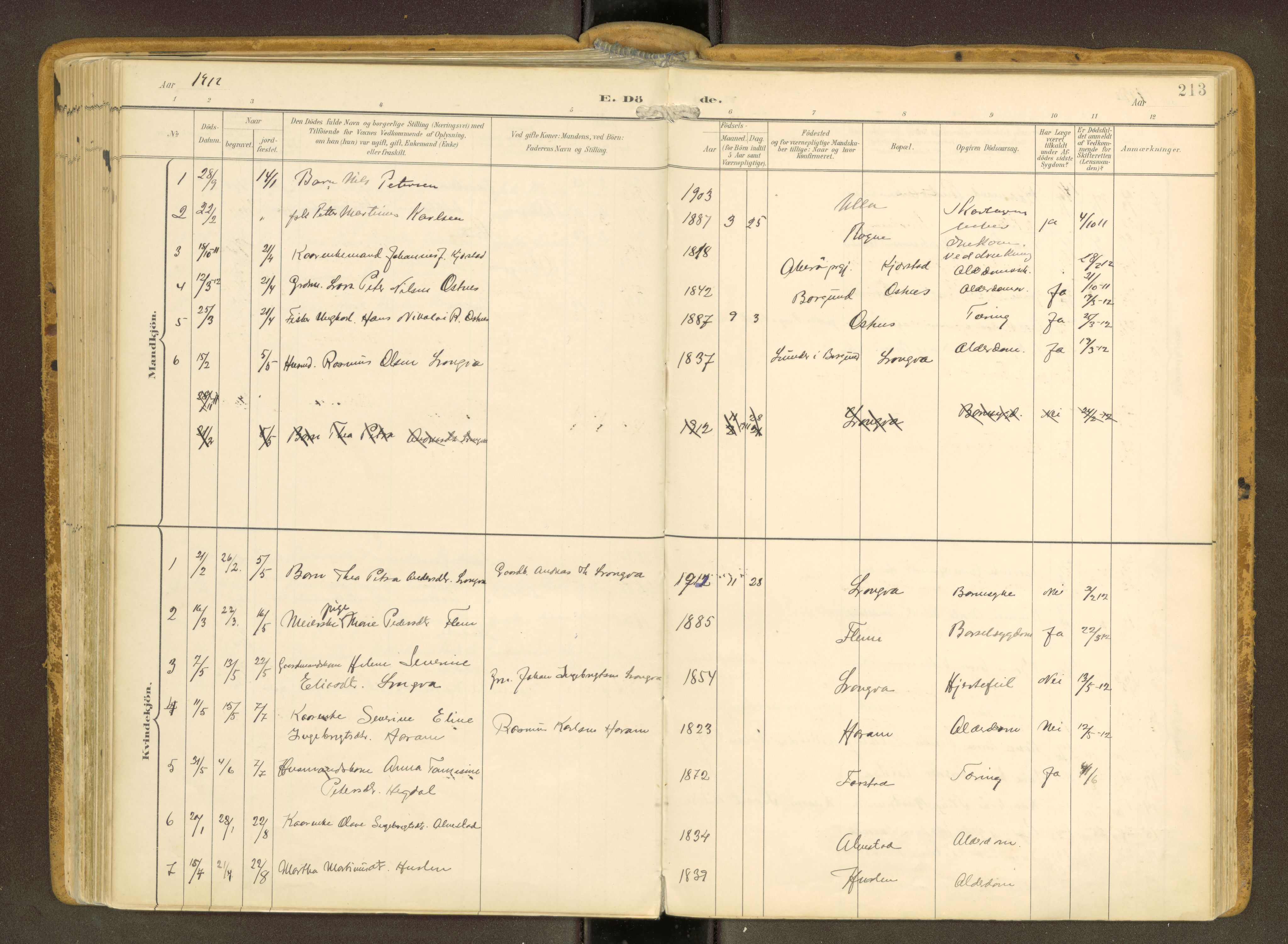 Ministerialprotokoller, klokkerbøker og fødselsregistre - Møre og Romsdal, SAT/A-1454/536/L0517: Parish register (official) no. 536A--, 1897-1917, p. 213