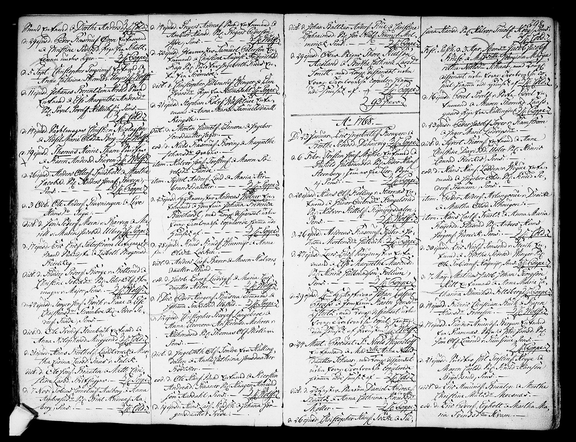 Kongsberg kirkebøker, SAKO/A-22/F/Fa/L0004: Parish register (official) no. I 4, 1756-1768, p. 298