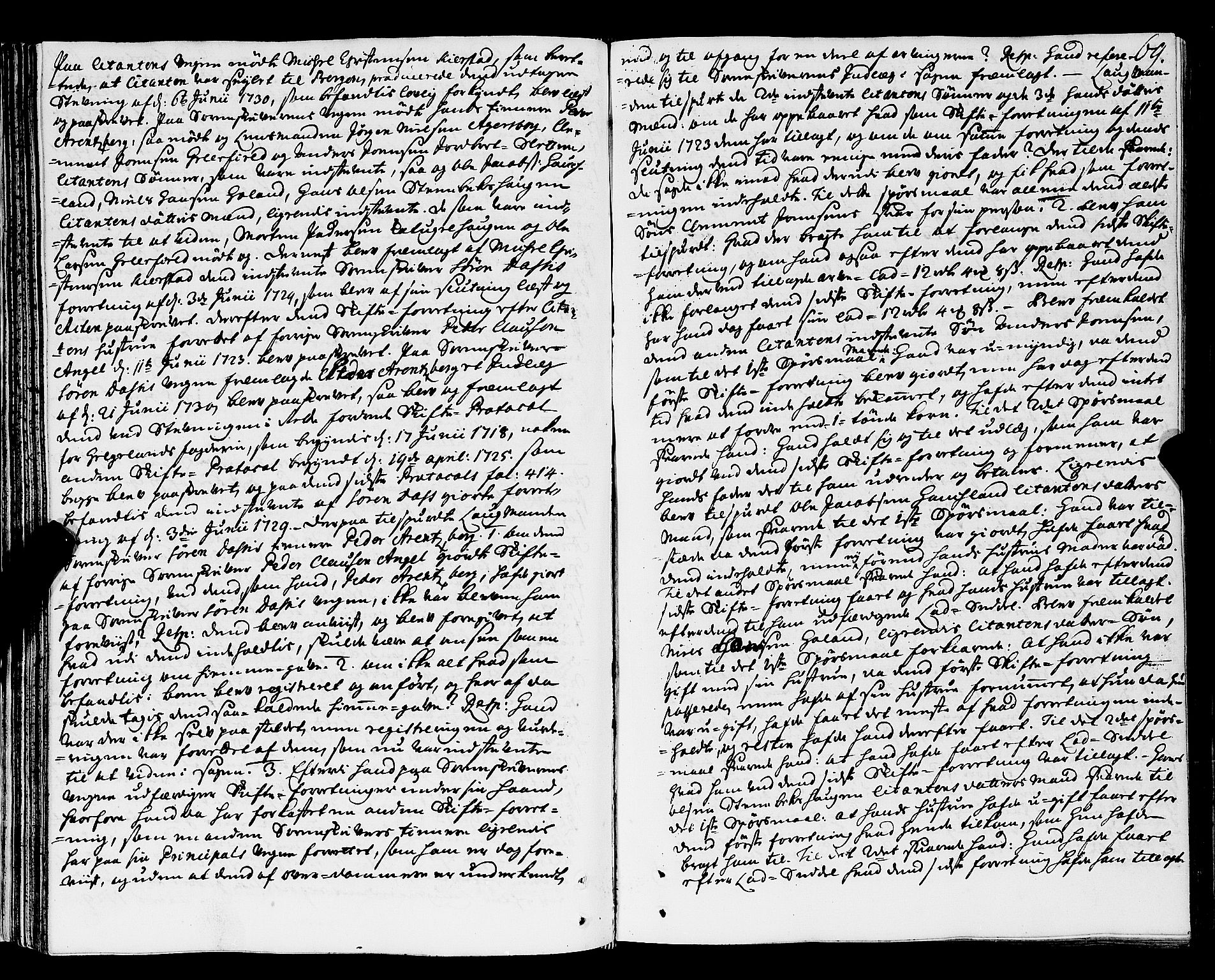 Nordland og Finnmarks lagstol, AV/SAT-A-5608/X/L0006: Justisprotokoll, 1730-1740, p. 68b-69a
