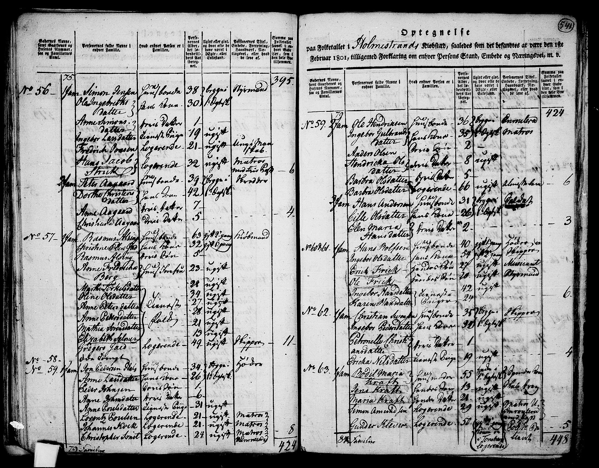 RA, 1801 census for 0715P Botne, 1801, p. 540b-541a