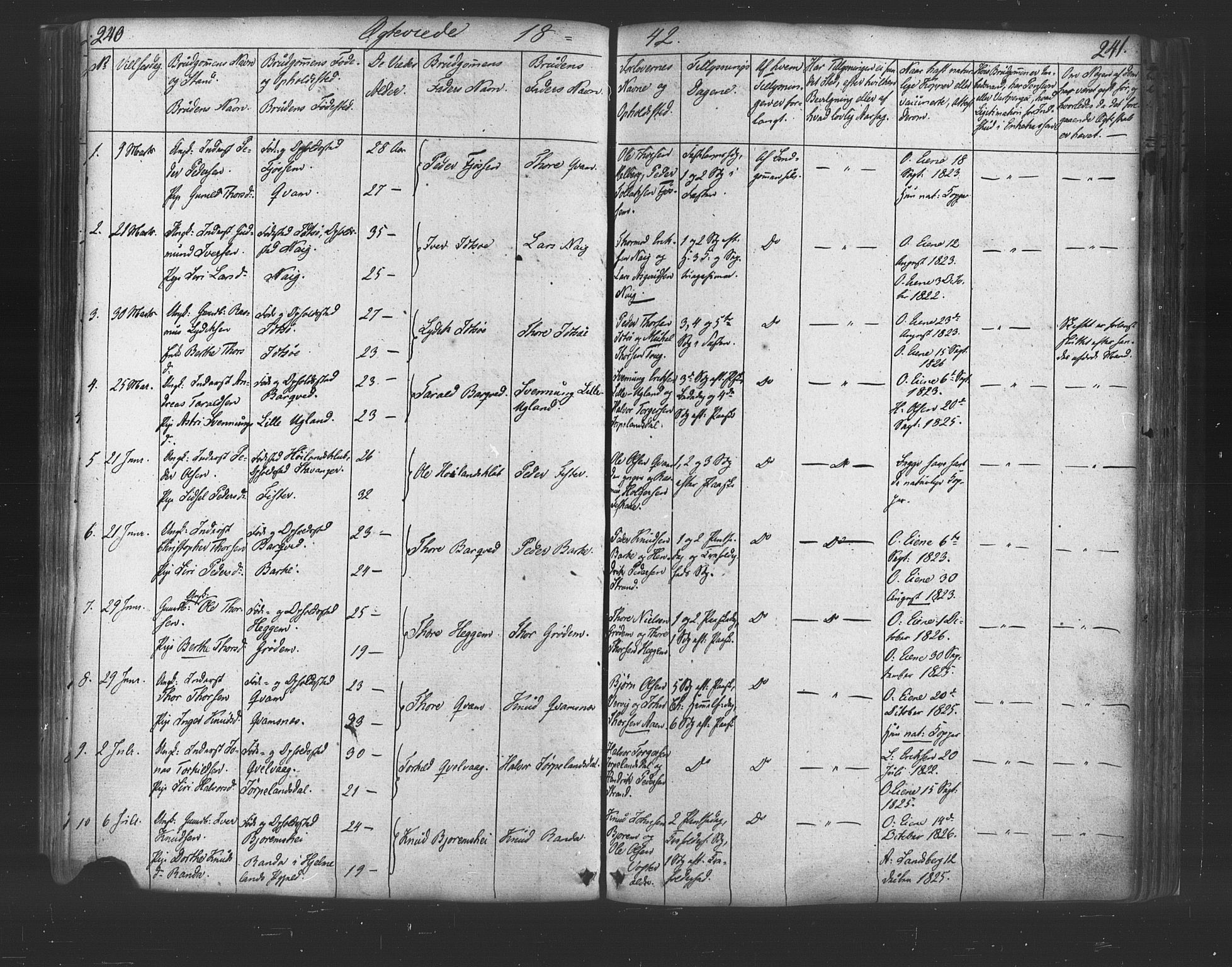 Strand sokneprestkontor, SAST/A-101828/H/Ha/Haa/L0006: Parish register (official) no. A 6, 1834-1854, p. 240-241