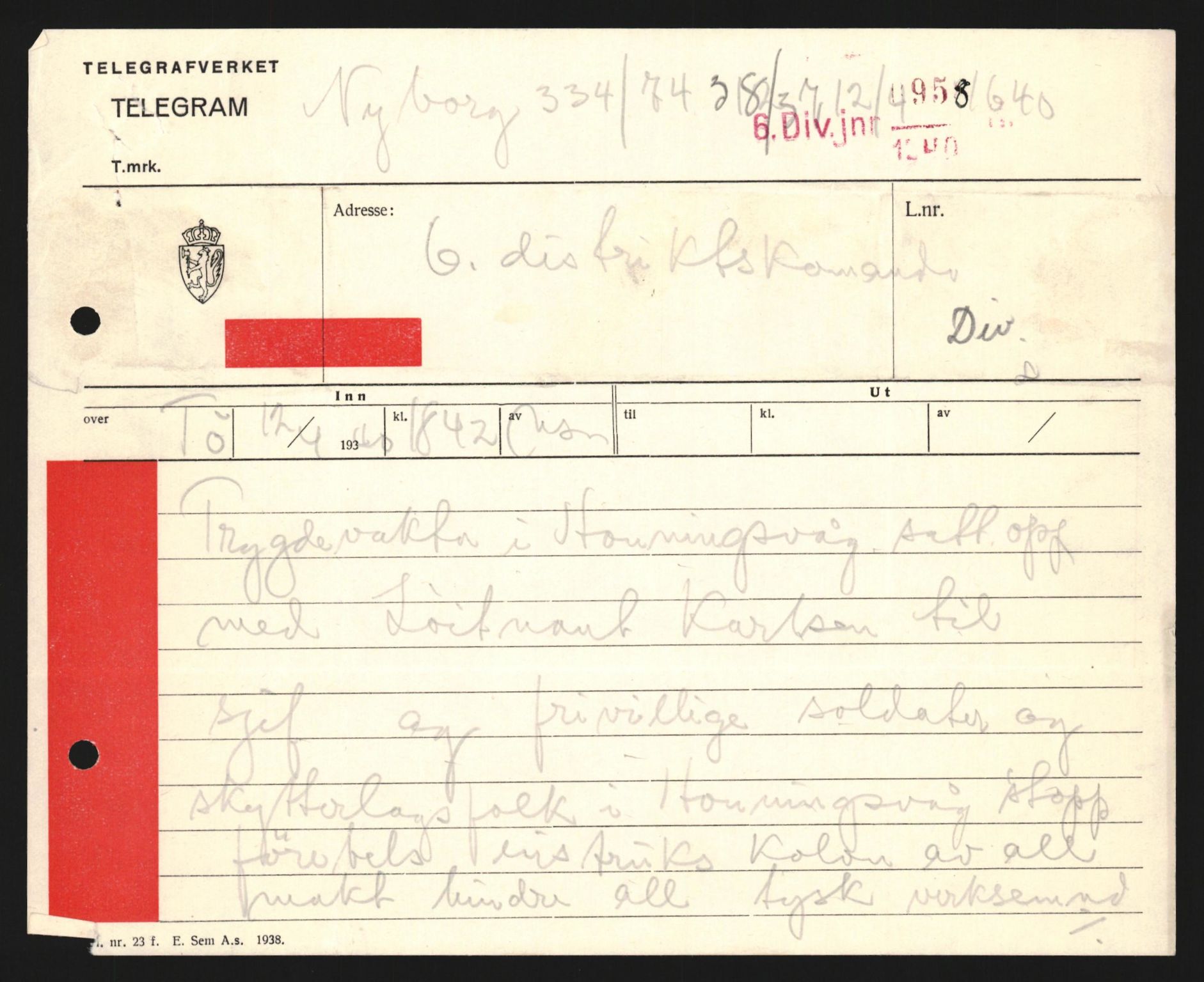 Forsvaret, Forsvarets krigshistoriske avdeling, AV/RA-RAFA-2017/Y/Yb/L0121: II-C-11-600  -  6. Divisjon med avdelinger, 1939-1940, p. 670