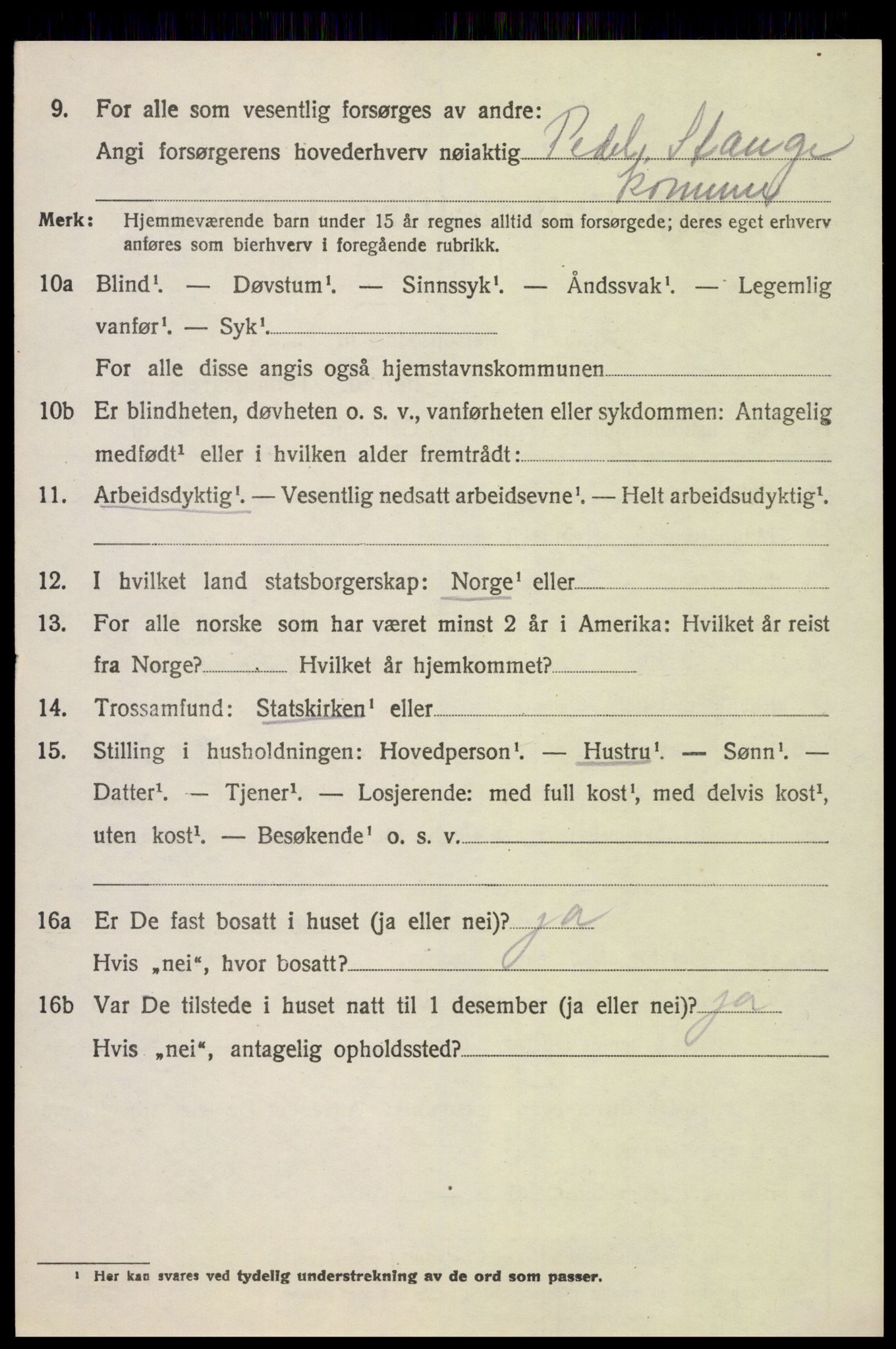 SAH, 1920 census for Stange, 1920, p. 10598