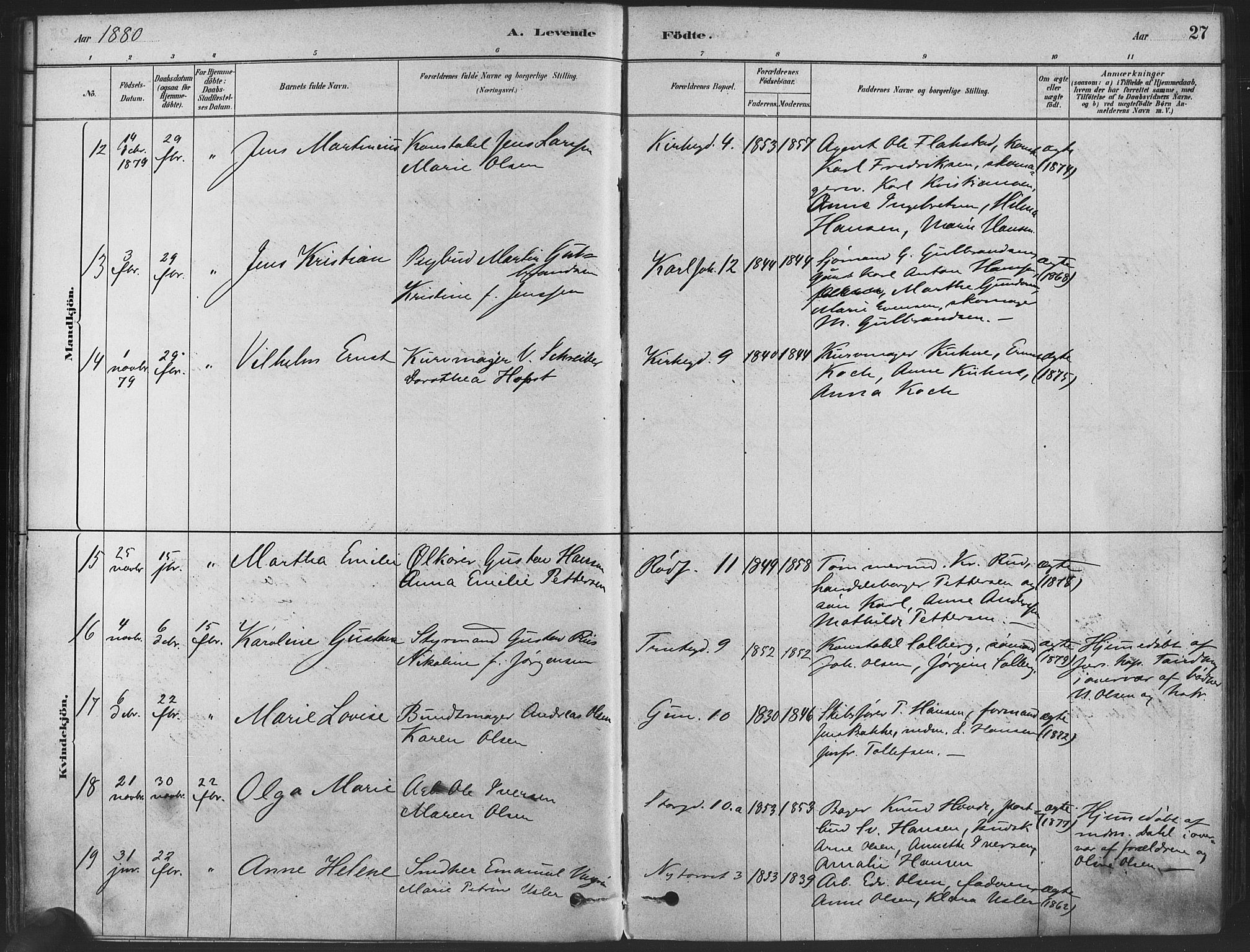 Oslo domkirke Kirkebøker, AV/SAO-A-10752/F/Fa/L0029: Parish register (official) no. 29, 1879-1892, p. 27