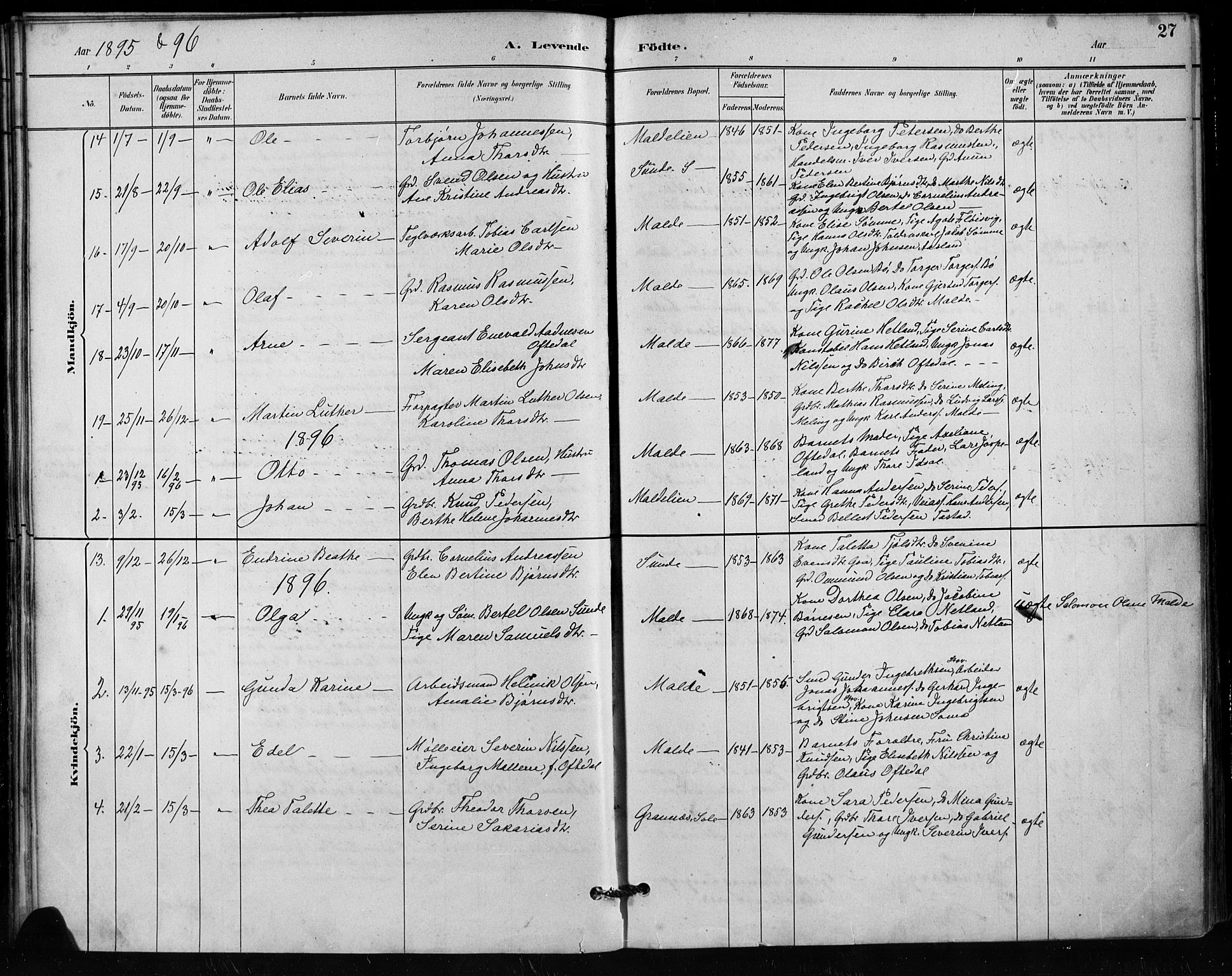 Håland sokneprestkontor, SAST/A-101802/001/30BA/L0011: Parish register (official) no. A 10, 1883-1900, p. 27