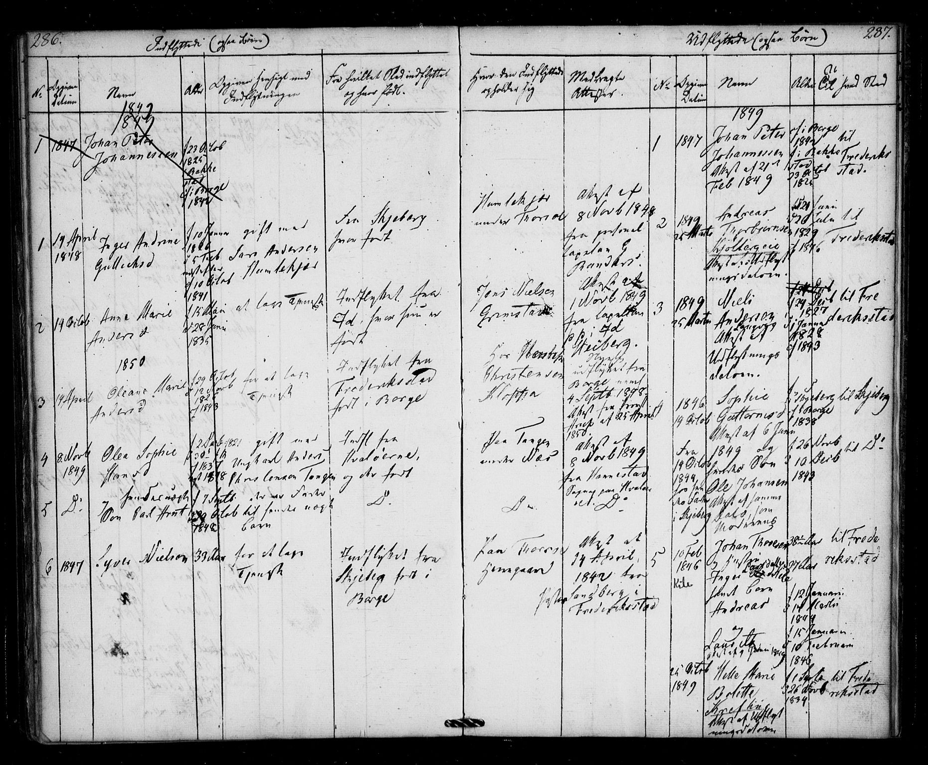 Borge prestekontor Kirkebøker, AV/SAO-A-10903/F/Fb/L0001: Parish register (official) no. II 1, 1836-1852, p. 286-287