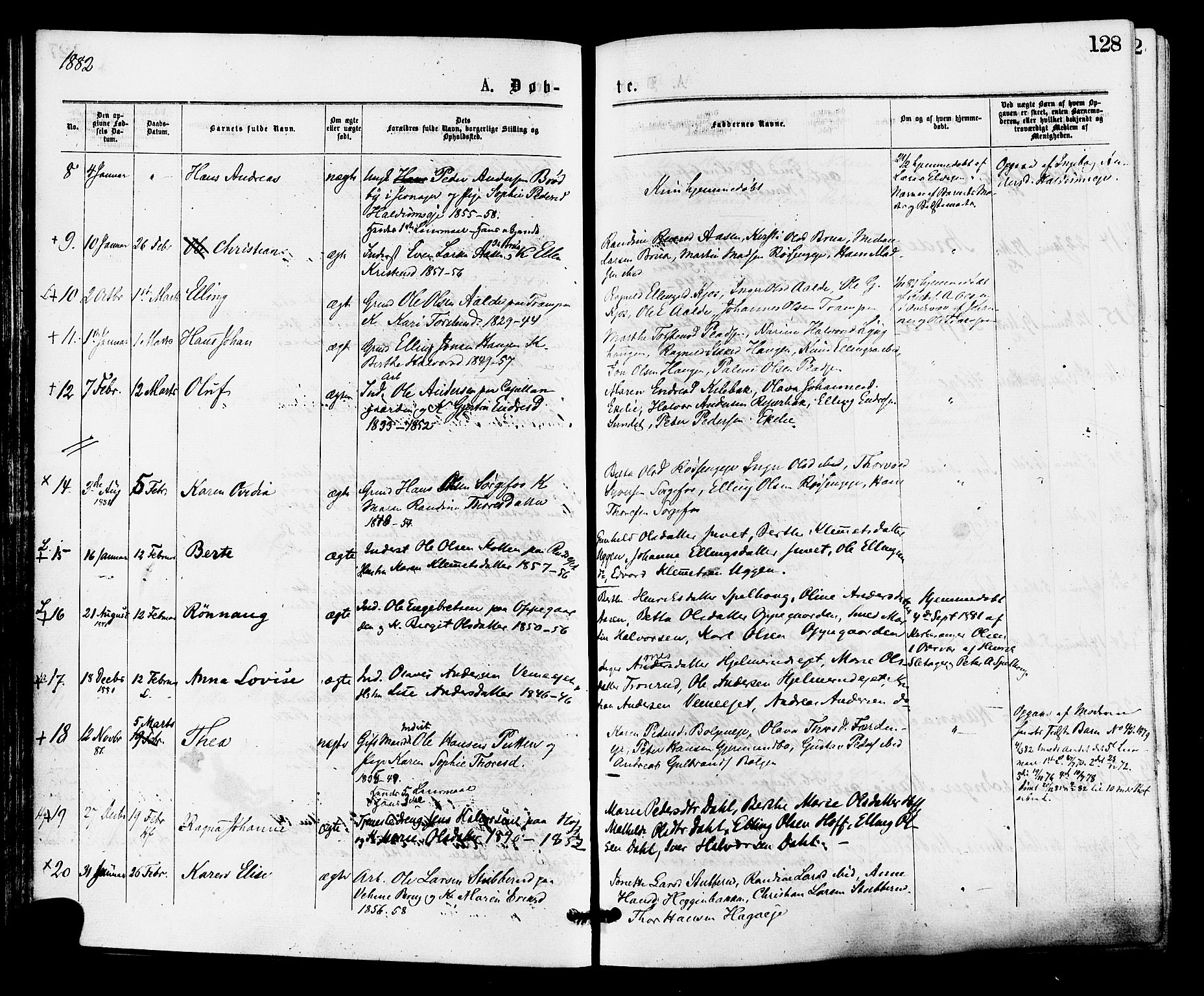 Norderhov kirkebøker, AV/SAKO-A-237/F/Fa/L0015: Parish register (official) no. 15, 1875-1884, p. 128