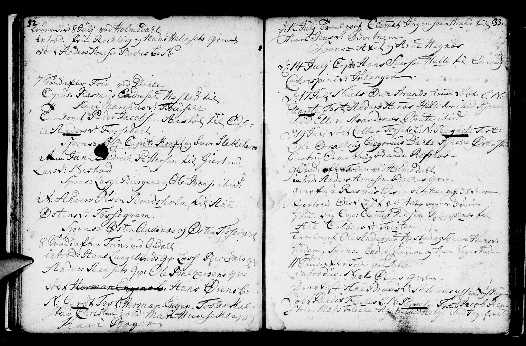 Fjaler sokneprestembete, AV/SAB-A-79801/H/Haa/Haaa/L0001: Parish register (official) no. A 1, 1755-1778, p. 32-33