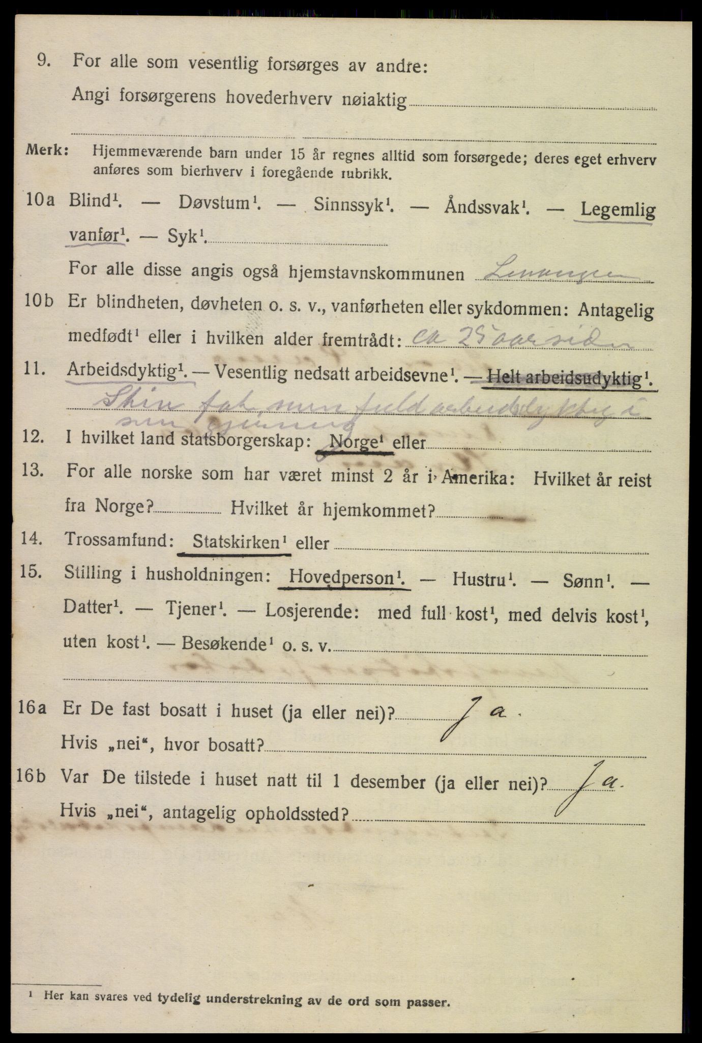 SAT, 1920 census for Levanger town, 1920, p. 1275