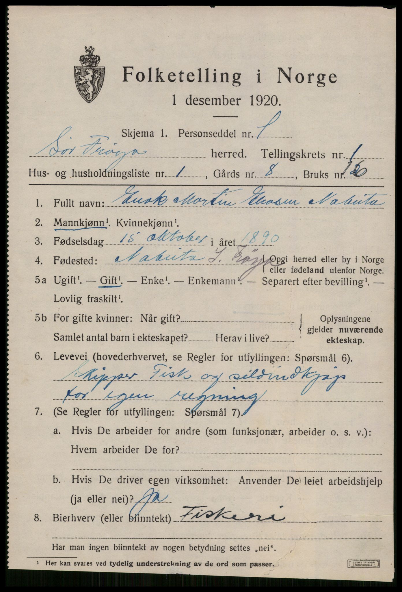 SAT, 1920 census for Sør-Frøya, 1920, p. 785