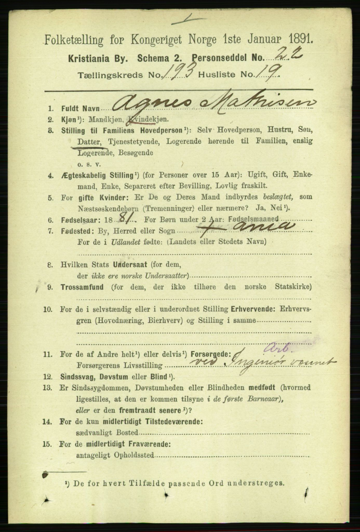 RA, 1891 census for 0301 Kristiania, 1891, p. 116482