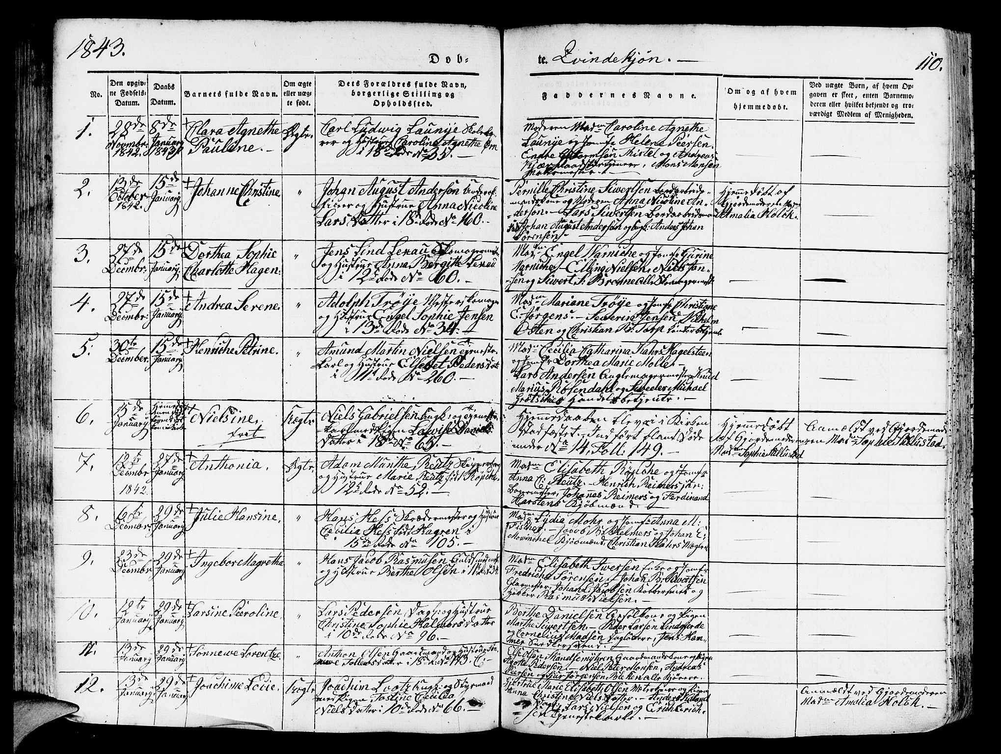 Domkirken sokneprestembete, SAB/A-74801/H/Hab/L0009: Parish register (copy) no. B 2, 1842-1849, p. 110