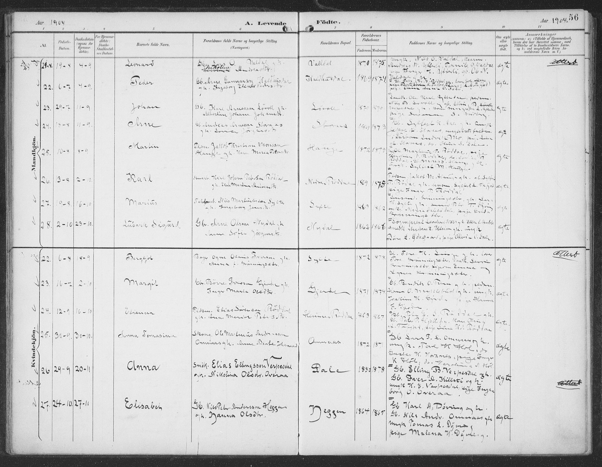 Ministerialprotokoller, klokkerbøker og fødselsregistre - Møre og Romsdal, SAT/A-1454/519/L0256: Parish register (official) no. 519A15, 1895-1912, p. 56