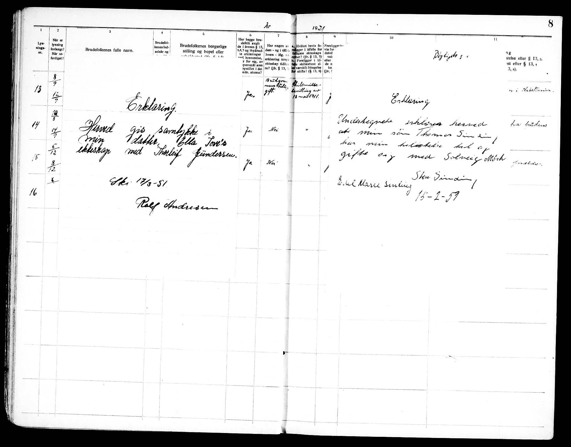 Kråkstad prestekontor Kirkebøker, SAO/A-10125a/H/Hb/L0001: Banns register no. II 1, 1919-1952, p. 8