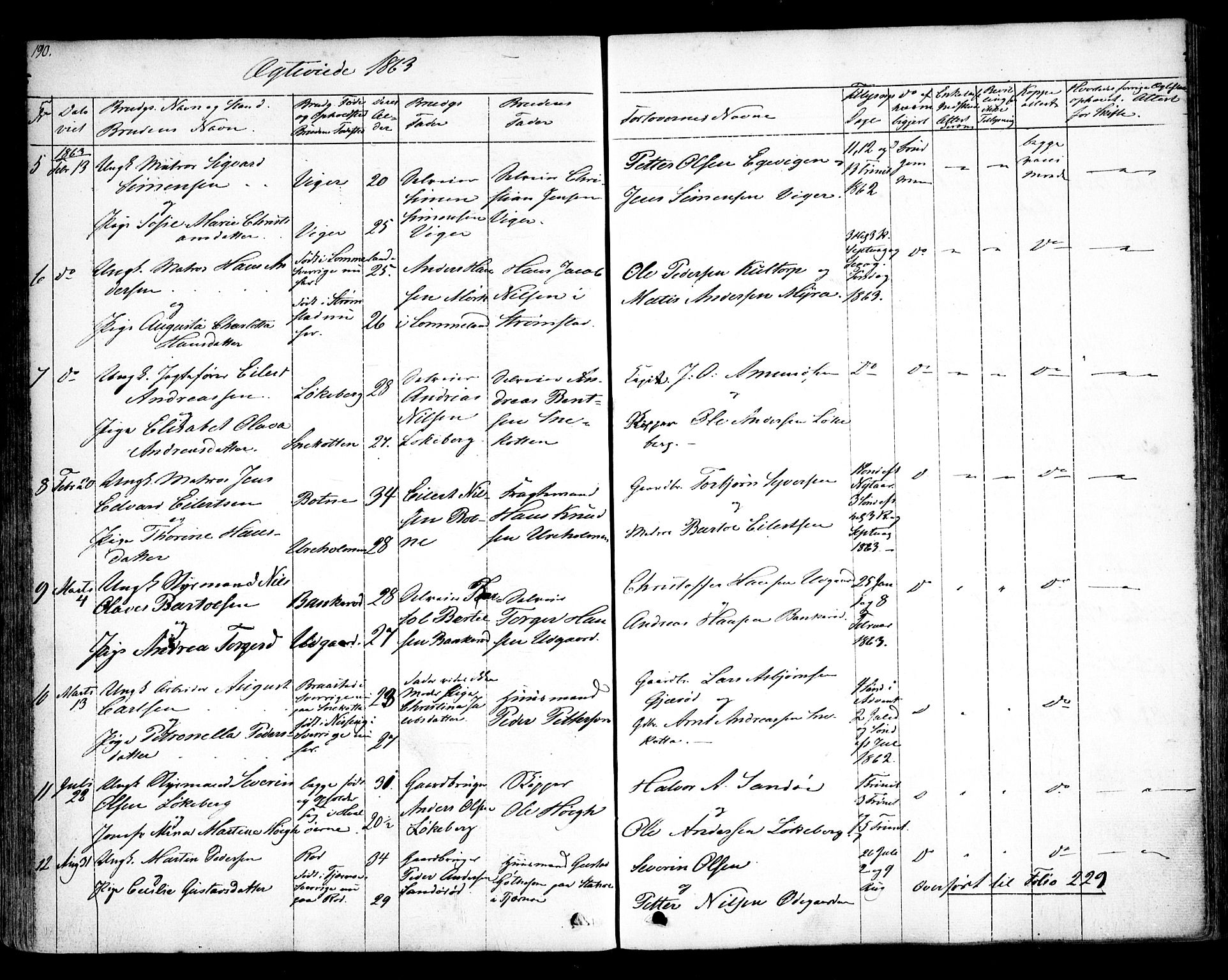 Hvaler prestekontor Kirkebøker, SAO/A-2001/F/Fa/L0006: Parish register (official) no. I 6, 1846-1863, p. 190