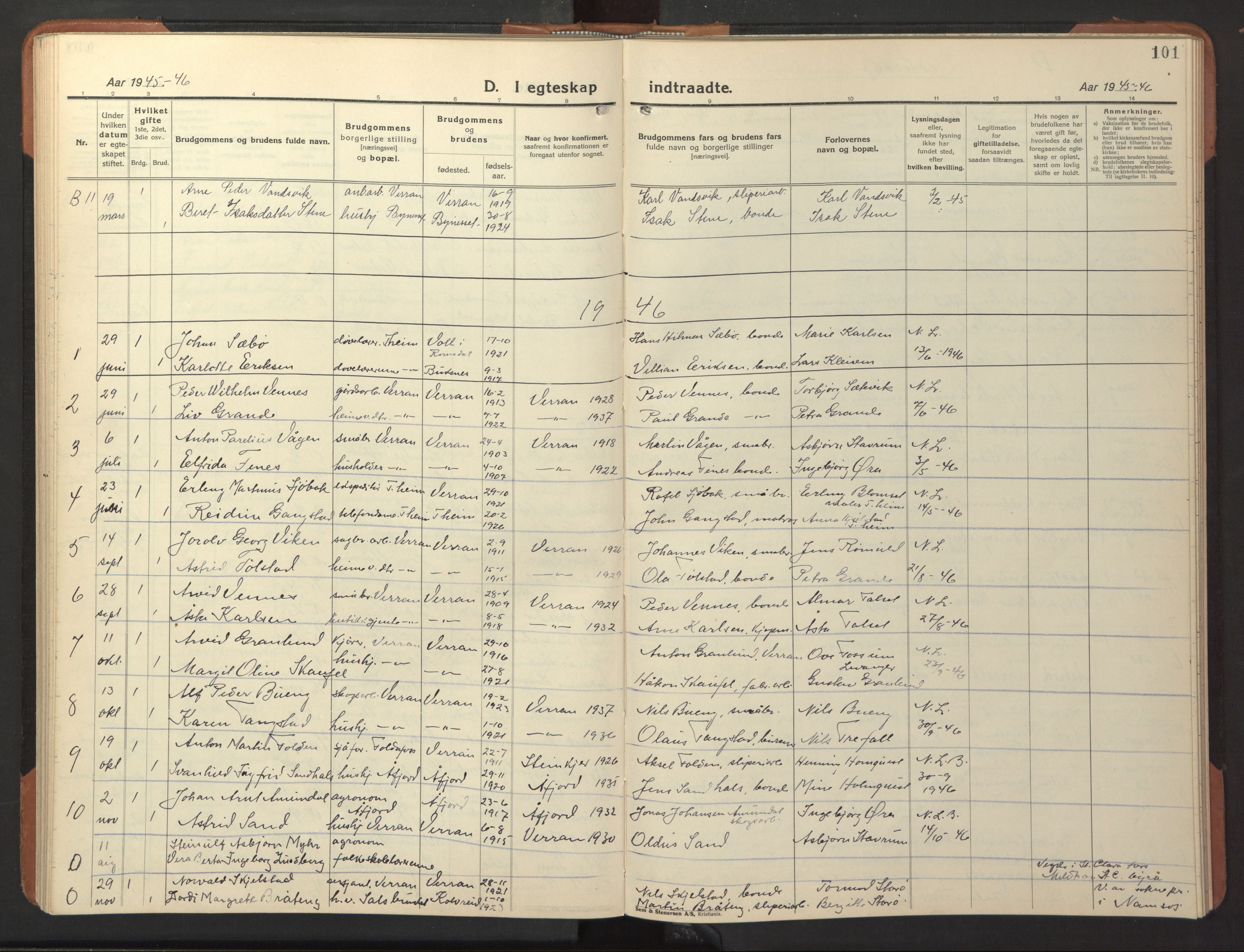 Ministerialprotokoller, klokkerbøker og fødselsregistre - Nord-Trøndelag, SAT/A-1458/744/L0425: Parish register (copy) no. 744C04, 1924-1947, p. 101
