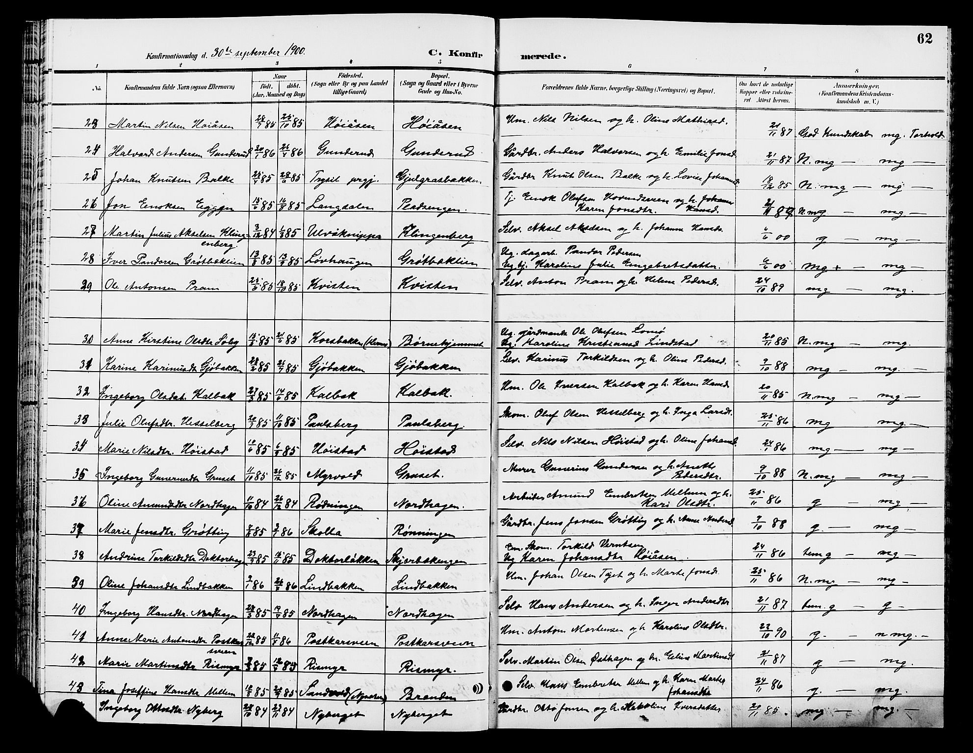 Elverum prestekontor, SAH/PREST-044/H/Ha/Hab/L0007: Parish register (copy) no. 7, 1896-1914, p. 62