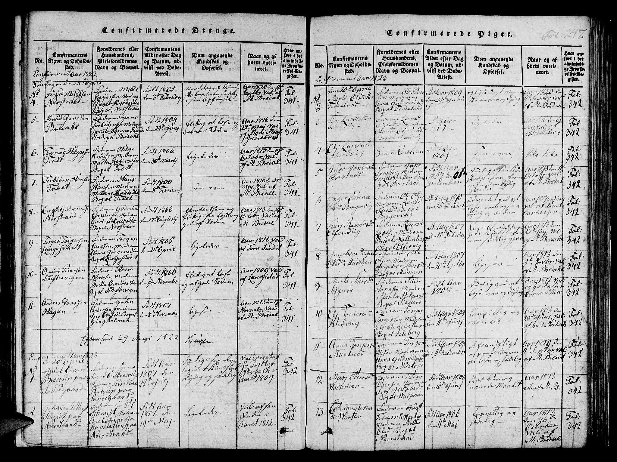 Nedstrand sokneprestkontor, AV/SAST-A-101841/01/IV: Parish register (official) no. A 6, 1816-1838, p. 247