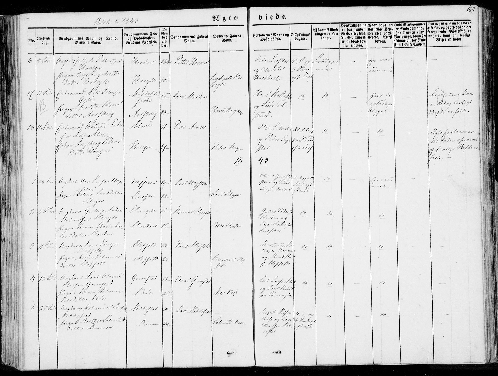 Ministerialprotokoller, klokkerbøker og fødselsregistre - Møre og Romsdal, AV/SAT-A-1454/509/L0104: Parish register (official) no. 509A02, 1833-1847, p. 169