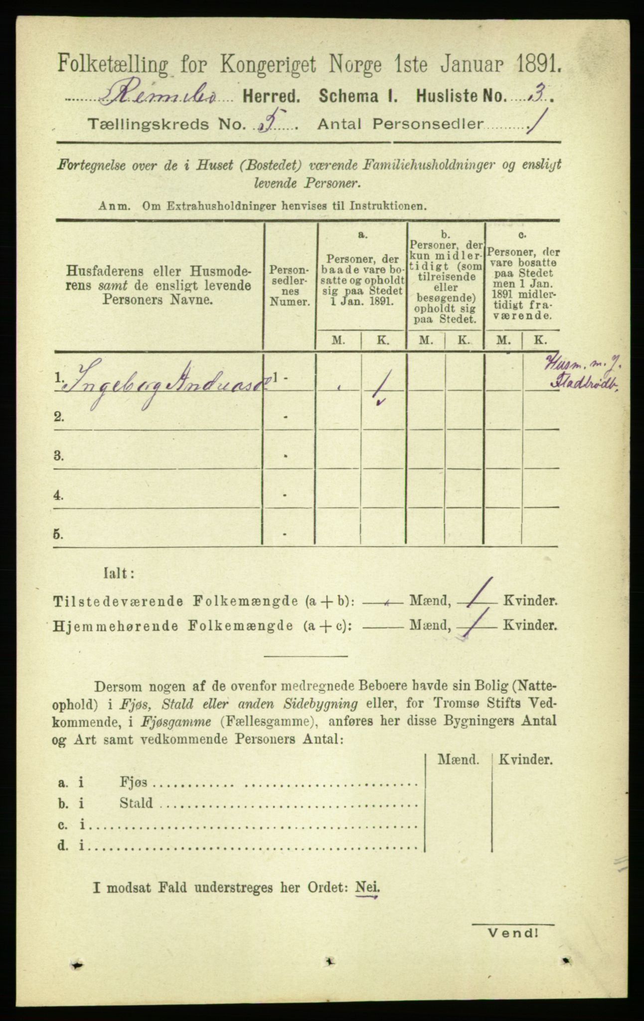 RA, 1891 census for 1635 Rennebu, 1891, p. 2561