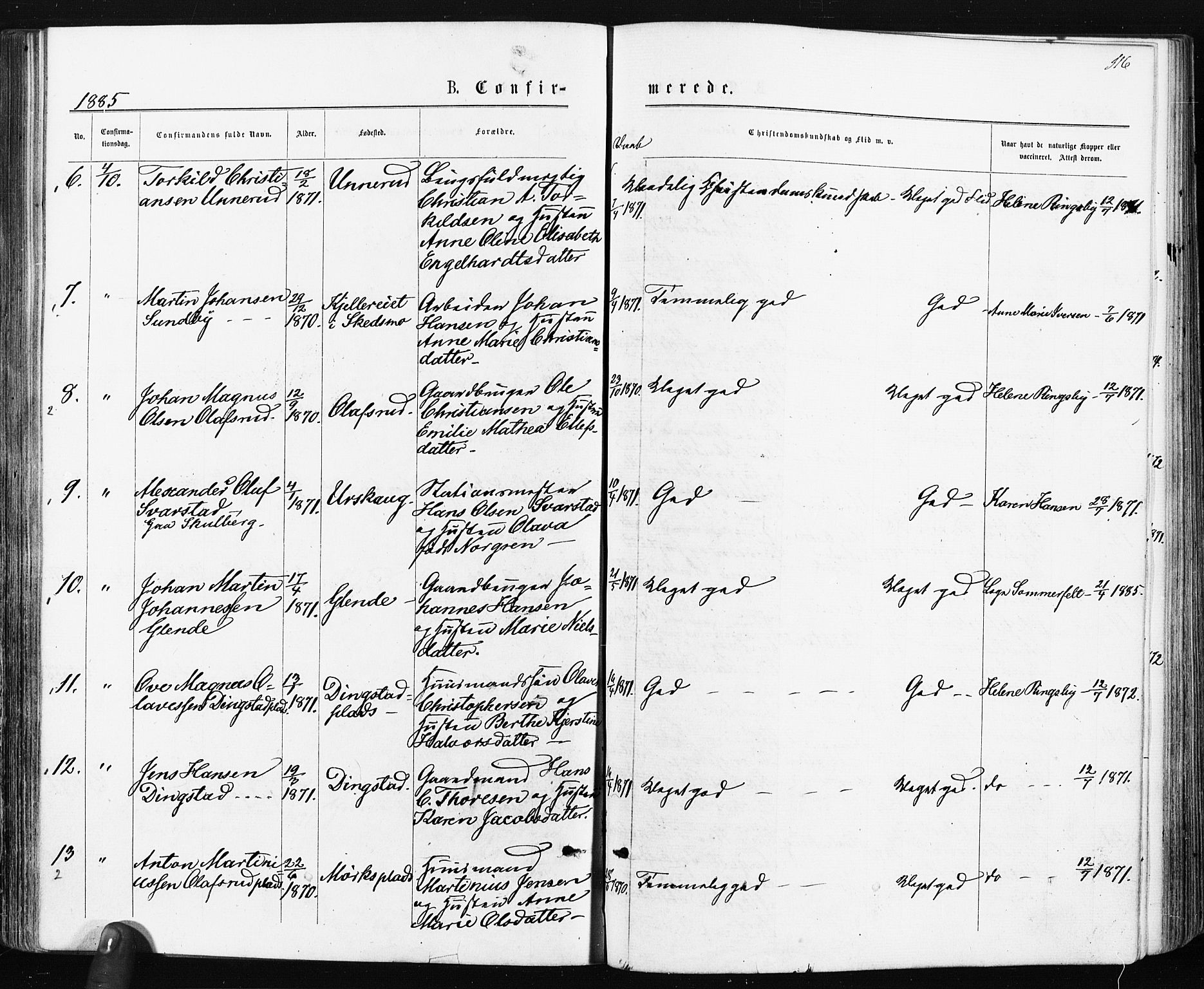 Spydeberg prestekontor Kirkebøker, AV/SAO-A-10924/F/Fa/L0007: Parish register (official) no. I 7, 1875-1885, p. 116