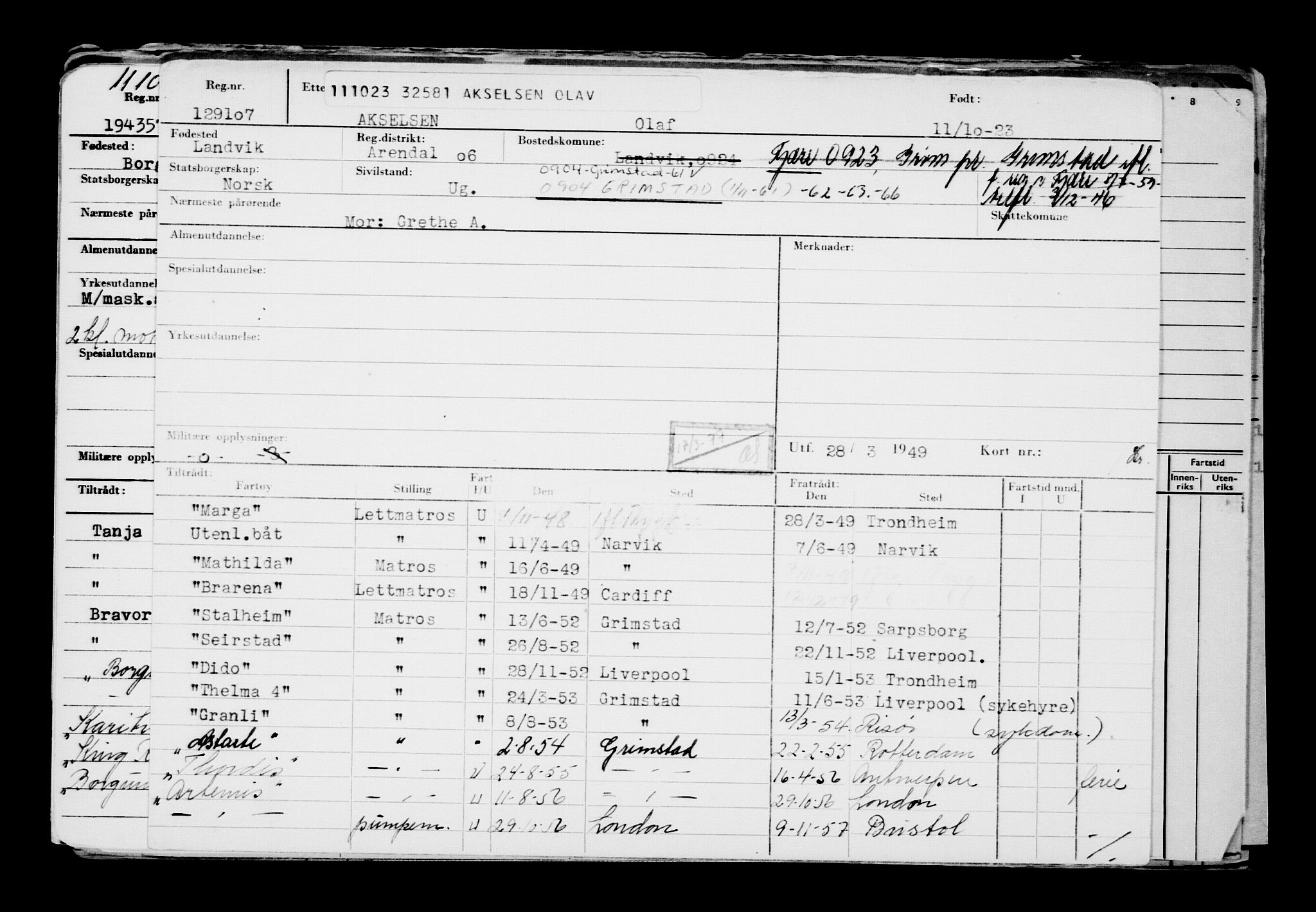 Direktoratet for sjømenn, AV/RA-S-3545/G/Gb/L0223: Hovedkort, 1923, p. 761