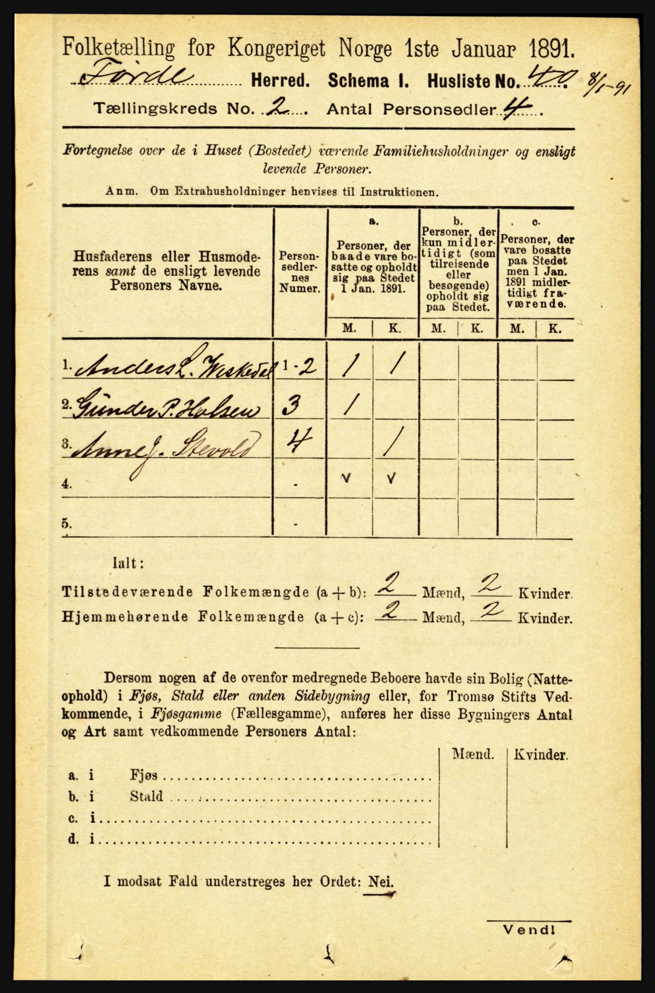 RA, 1891 census for 1432 Førde, 1891, p. 443