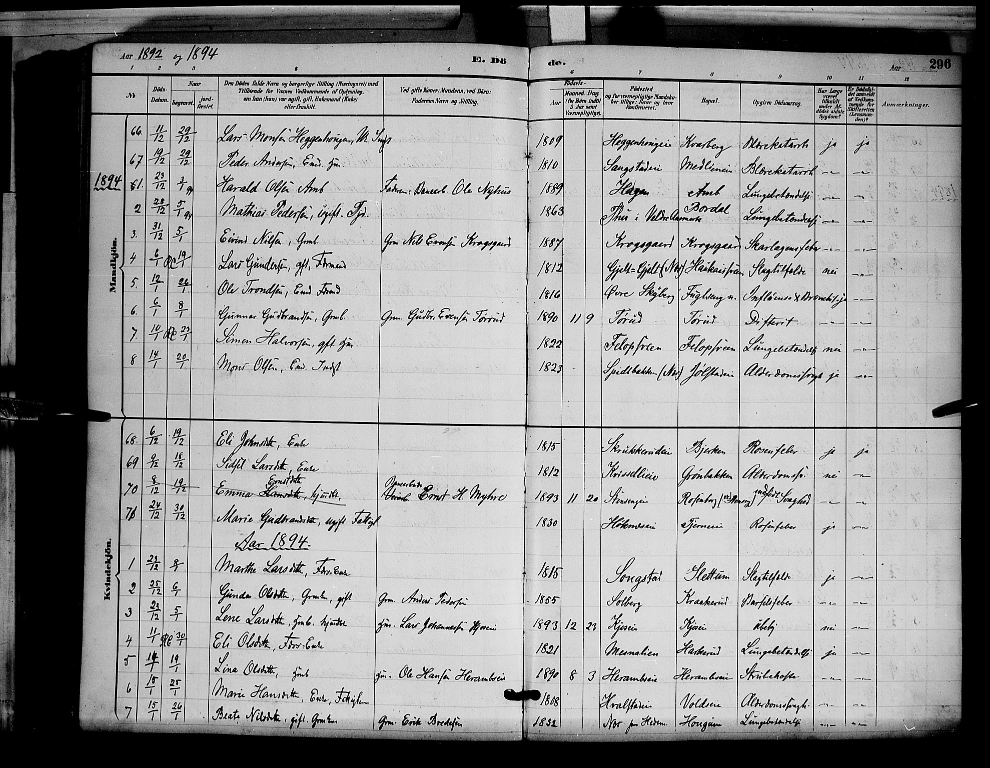 Ringsaker prestekontor, SAH/PREST-014/L/La/L0012: Parish register (copy) no. 12, 1891-1902, p. 296