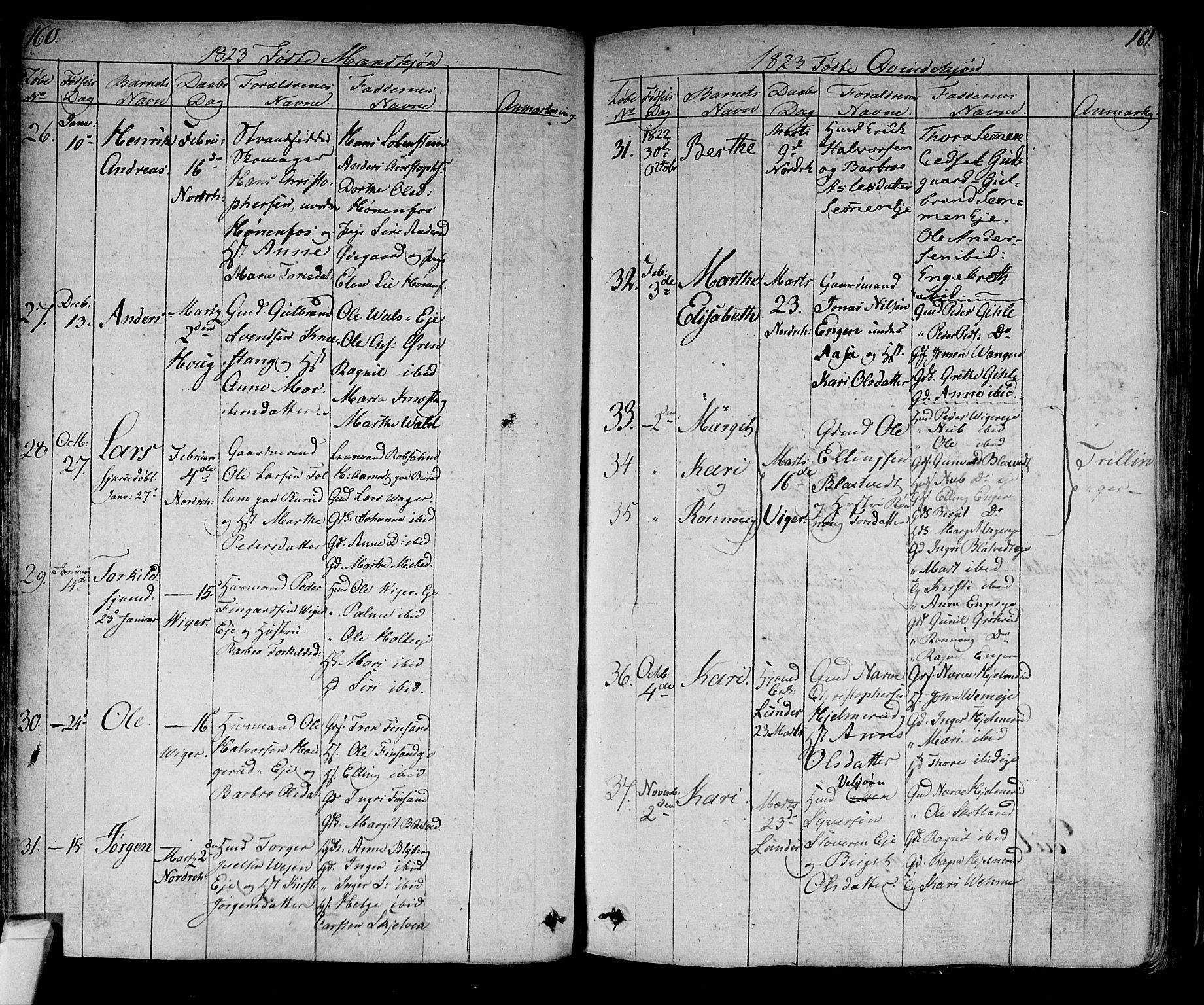 Norderhov kirkebøker, SAKO/A-237/F/Fa/L0009: Parish register (official) no. 9, 1819-1837, p. 160-161