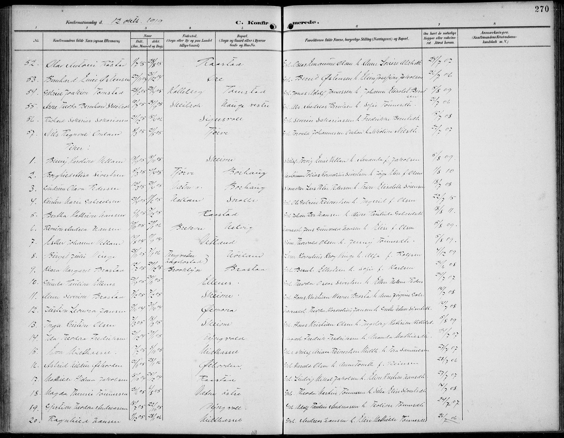 Lista sokneprestkontor, AV/SAK-1111-0027/F/Fb/L0005: Parish register (copy) no. B 5, 1892-1923, p. 270