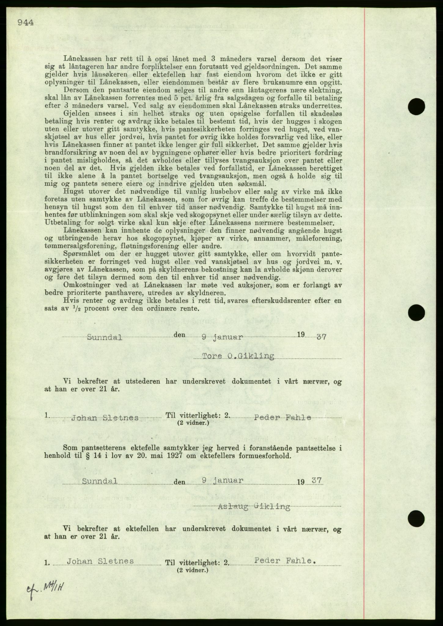 Nordmøre sorenskriveri, AV/SAT-A-4132/1/2/2Ca/L0090: Mortgage book no. B80, 1936-1937, Diary no: : 336/1937