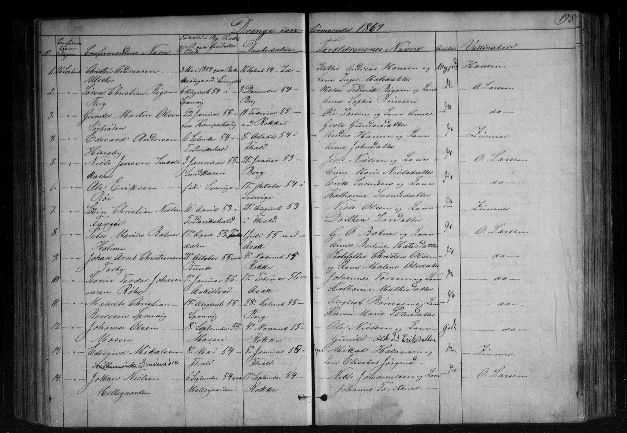 Berg prestekontor Kirkebøker, AV/SAO-A-10902/F/Fa/L0005: Parish register (official) no. I 5, 1861-1877, p. 193