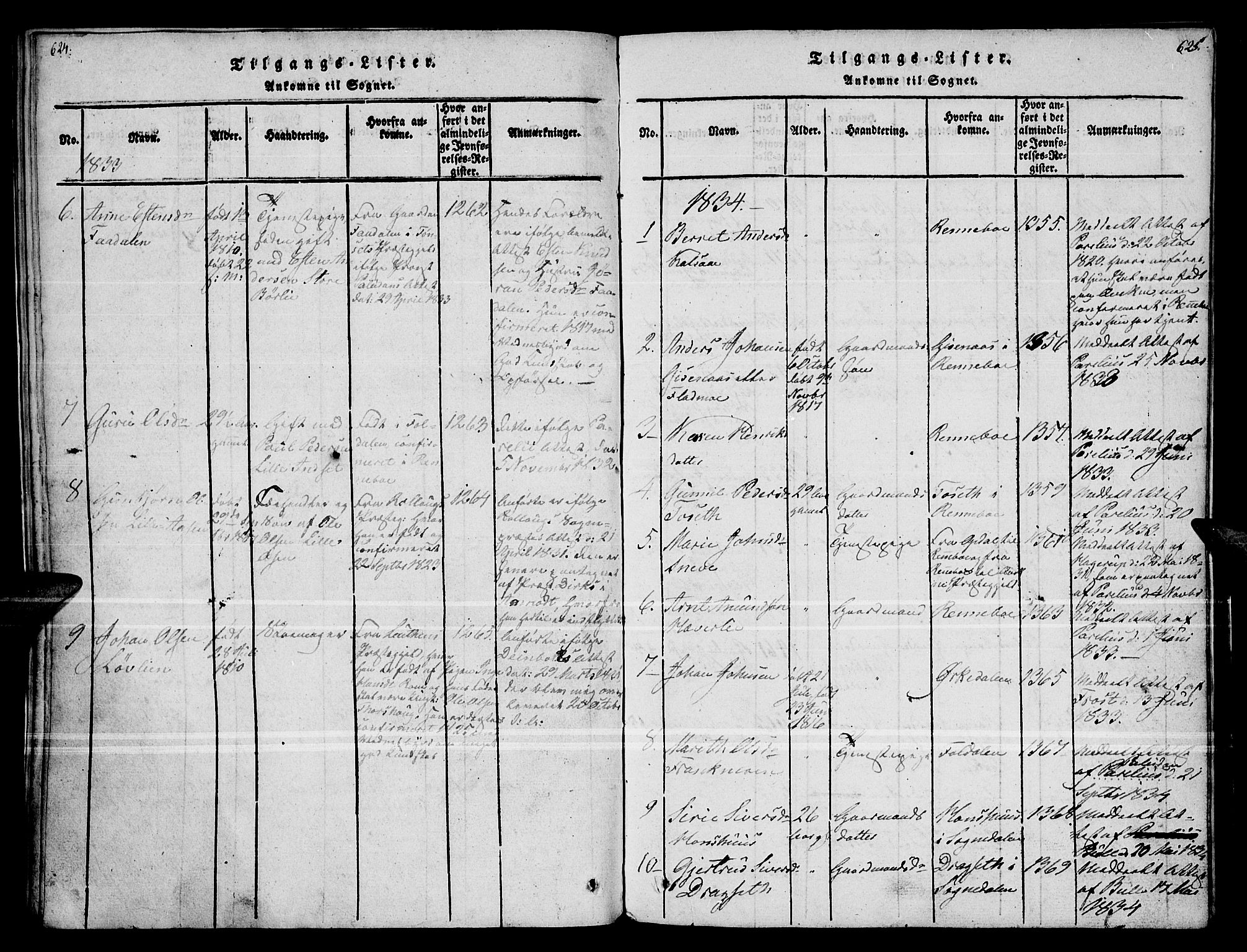 Kvikne prestekontor, SAH/PREST-064/H/Ha/Haa/L0004: Parish register (official) no. 4, 1815-1840, p. 624-625