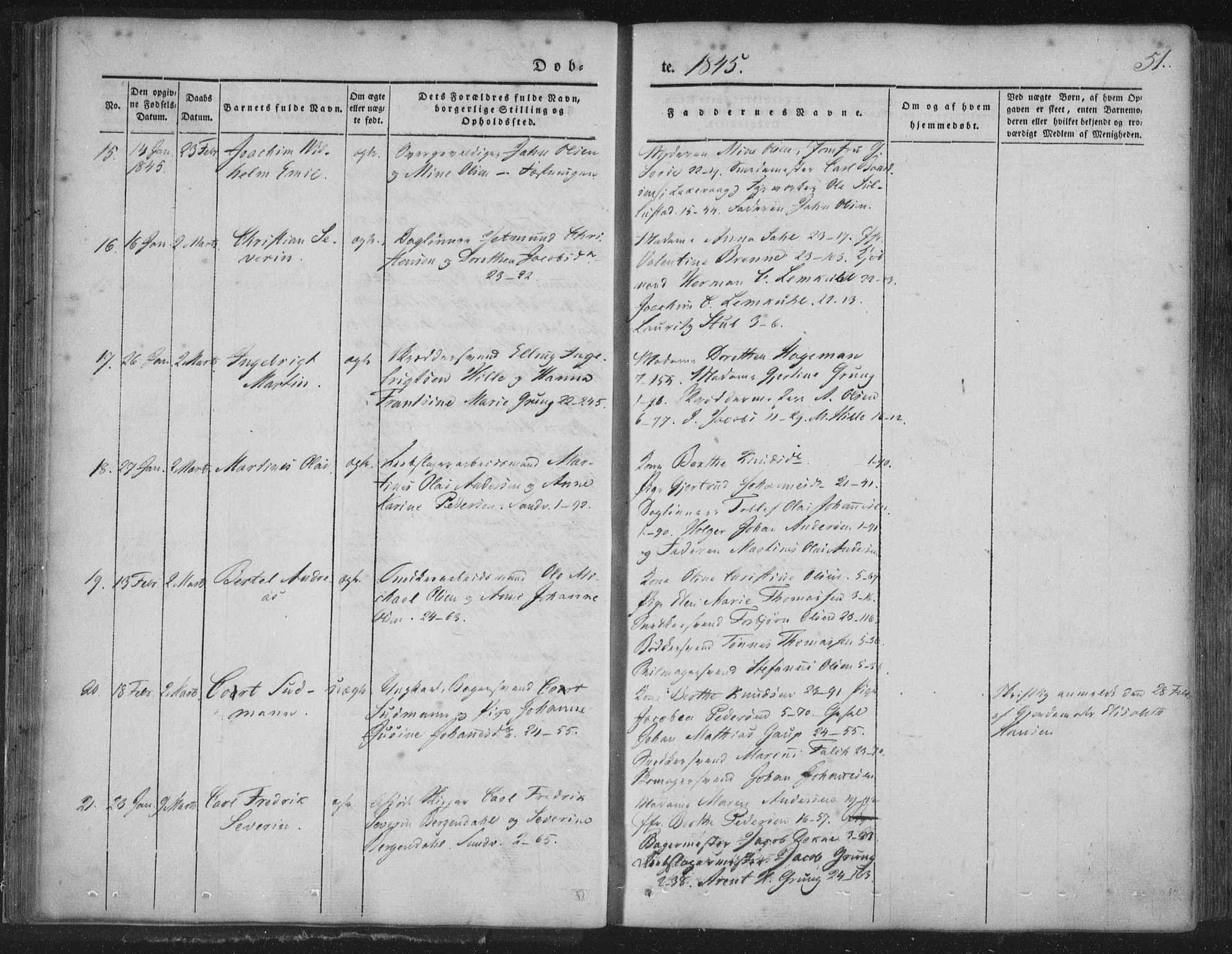 Korskirken sokneprestembete, AV/SAB-A-76101/H/Haa/L0016: Parish register (official) no. B 2, 1841-1851, p. 51