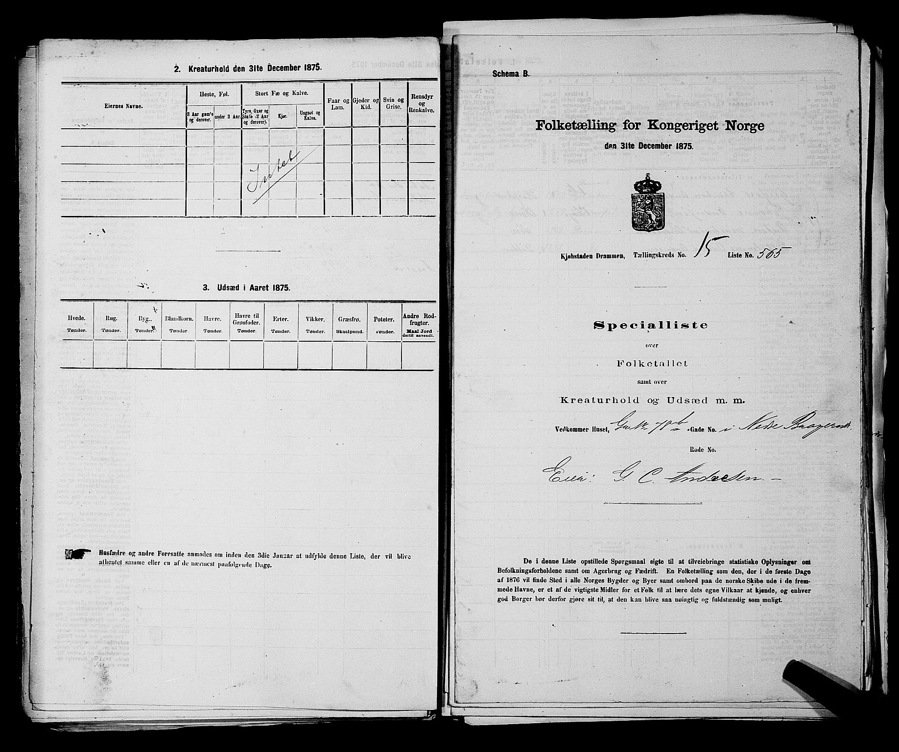 SAKO, 1875 census for 0602 Drammen, 1875, p. 1681