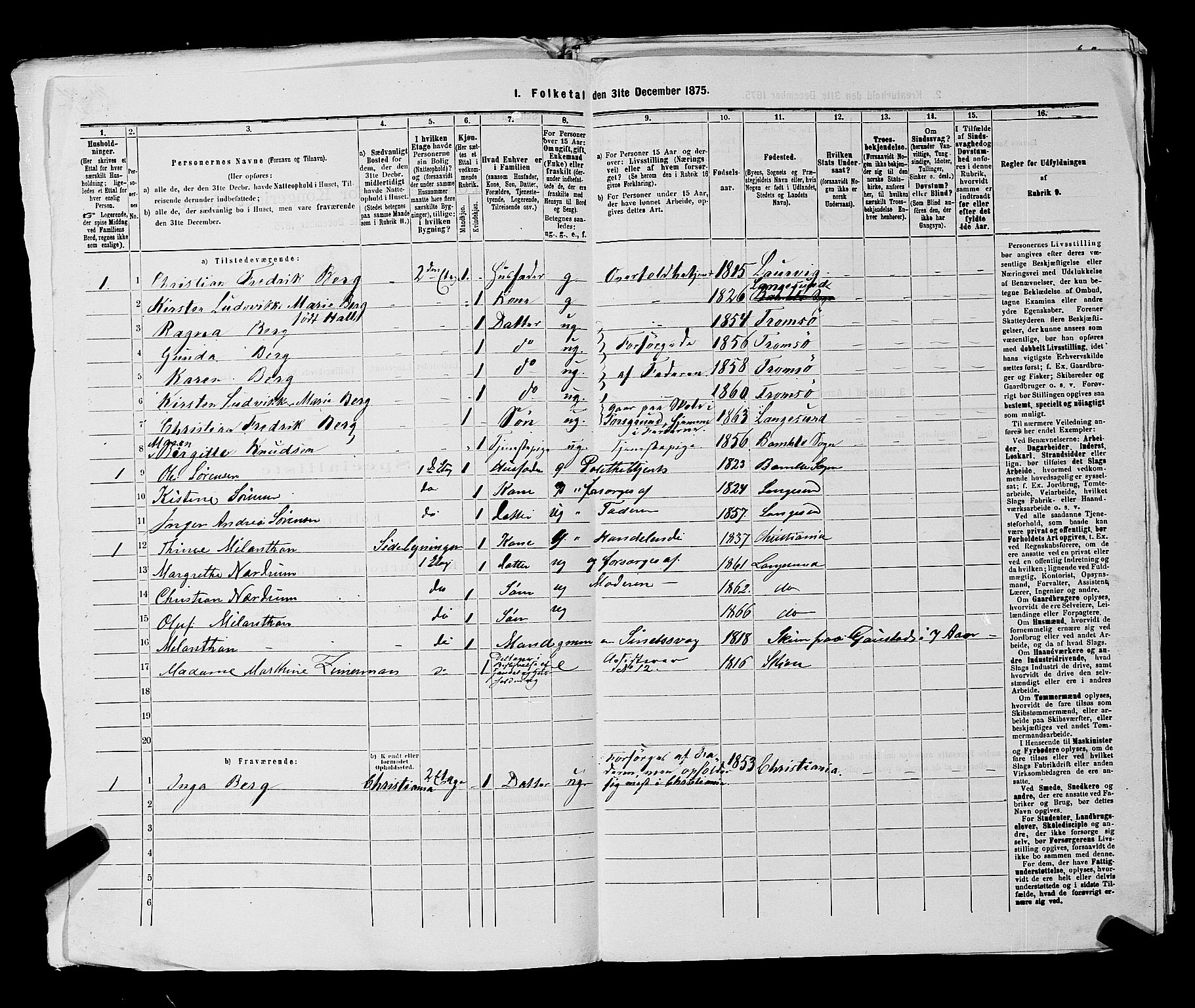 SAKO, 1875 census for 0802B Bamble/Langesund, 1875, p. 195