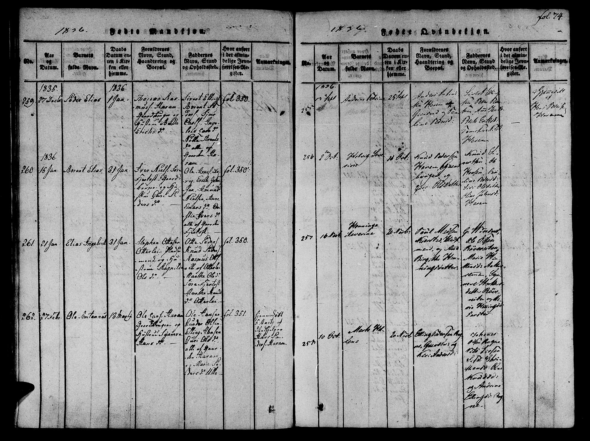 Ministerialprotokoller, klokkerbøker og fødselsregistre - Møre og Romsdal, SAT/A-1454/536/L0495: Parish register (official) no. 536A04, 1818-1847, p. 74