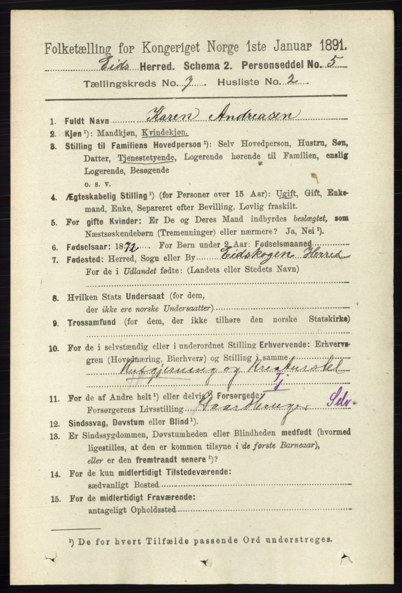 RA, 1891 census for 0420 Eidskog, 1891, p. 3690