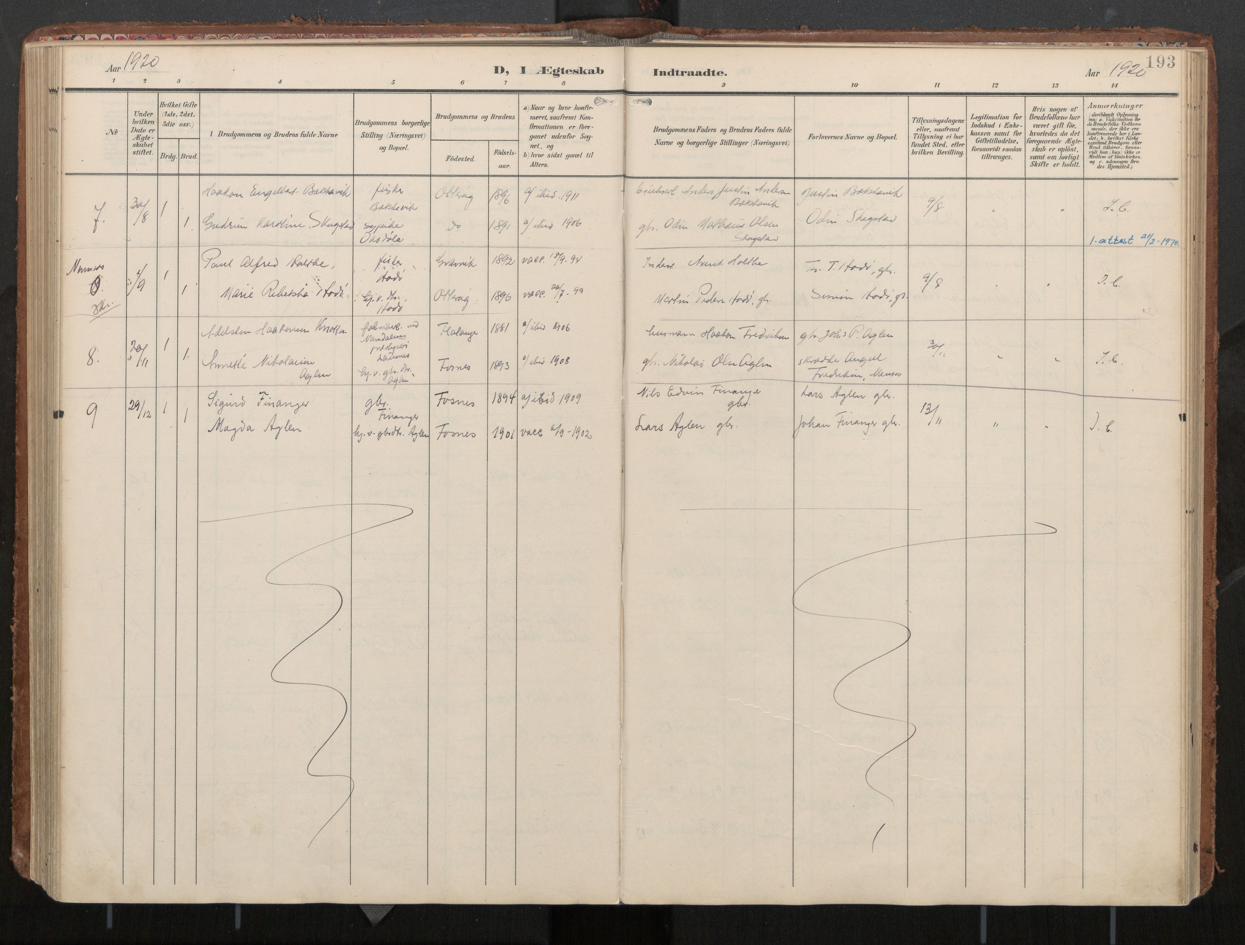 Ministerialprotokoller, klokkerbøker og fødselsregistre - Nord-Trøndelag, AV/SAT-A-1458/774/L0629: Parish register (official), 1904-1926, p. 193