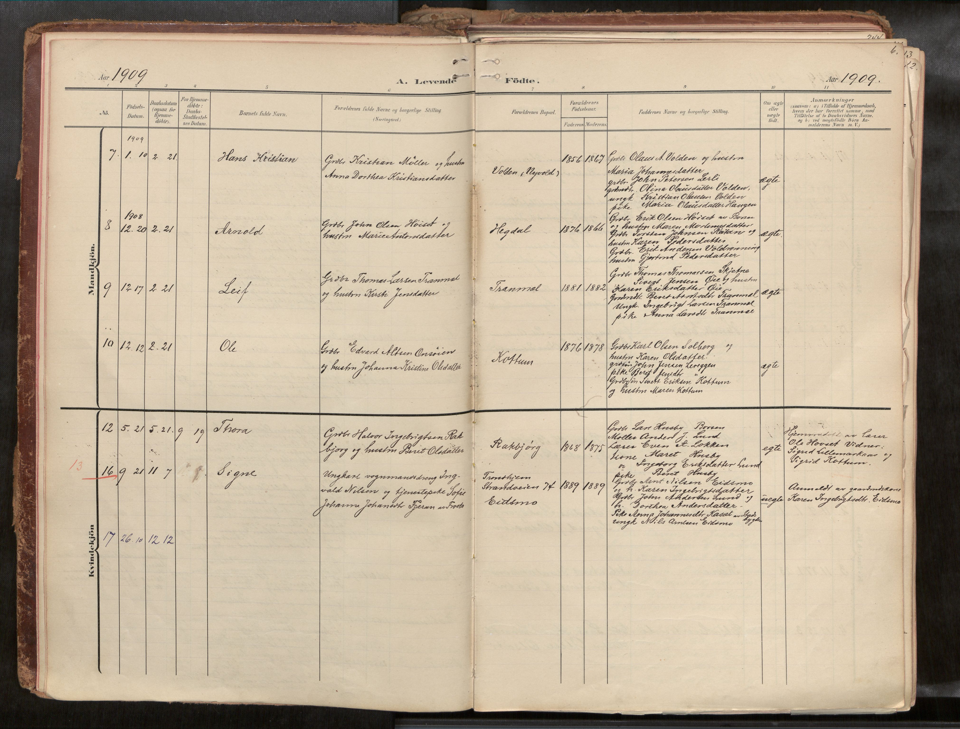 Ministerialprotokoller, klokkerbøker og fødselsregistre - Sør-Trøndelag, SAT/A-1456/691/L1085b: Parish register (official) no. 691A18, 1908-1930, p. 6