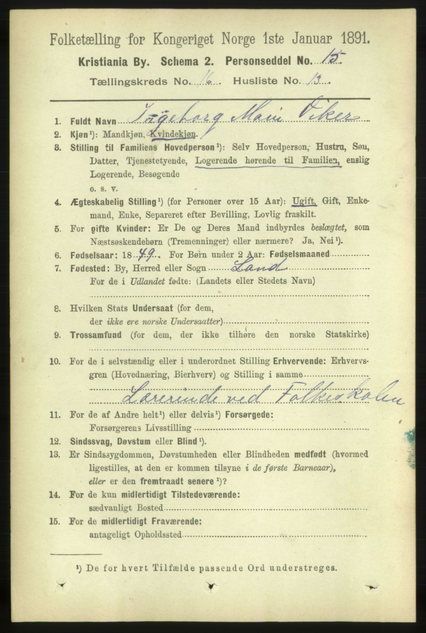 RA, 1891 census for 0301 Kristiania, 1891, p. 7403