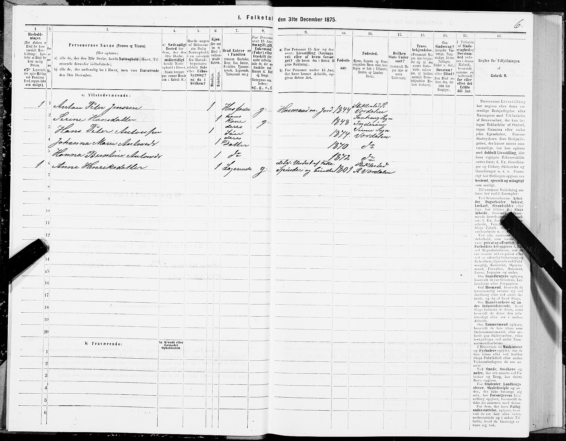 SAT, 1875 census for 1721P Verdal, 1875, p. 5006