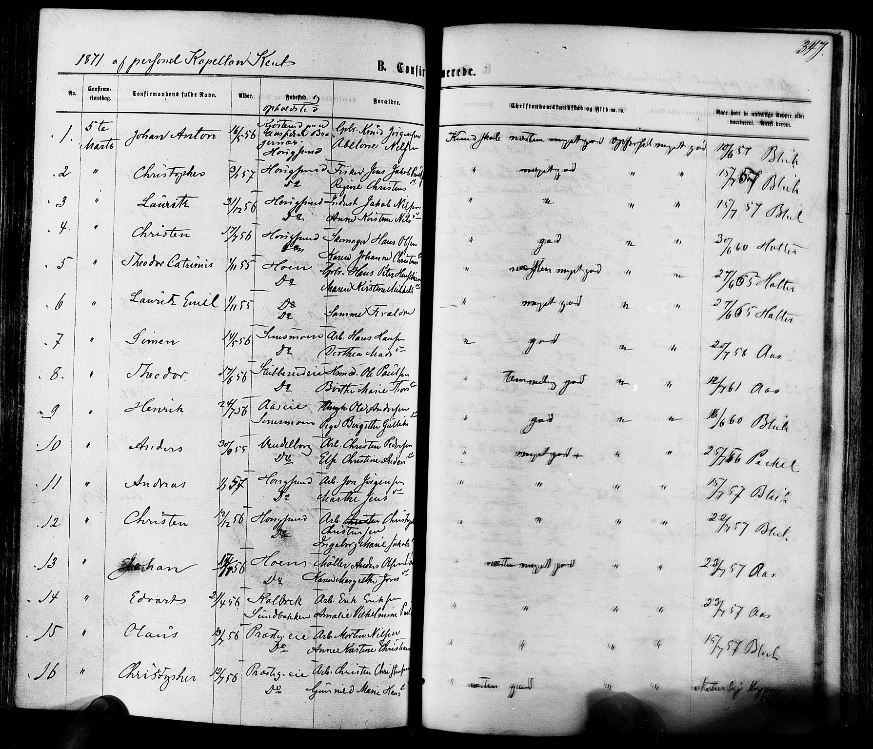 Eiker kirkebøker, AV/SAKO-A-4/F/Fa/L0017: Parish register (official) no. I 17, 1869-1877, p. 347