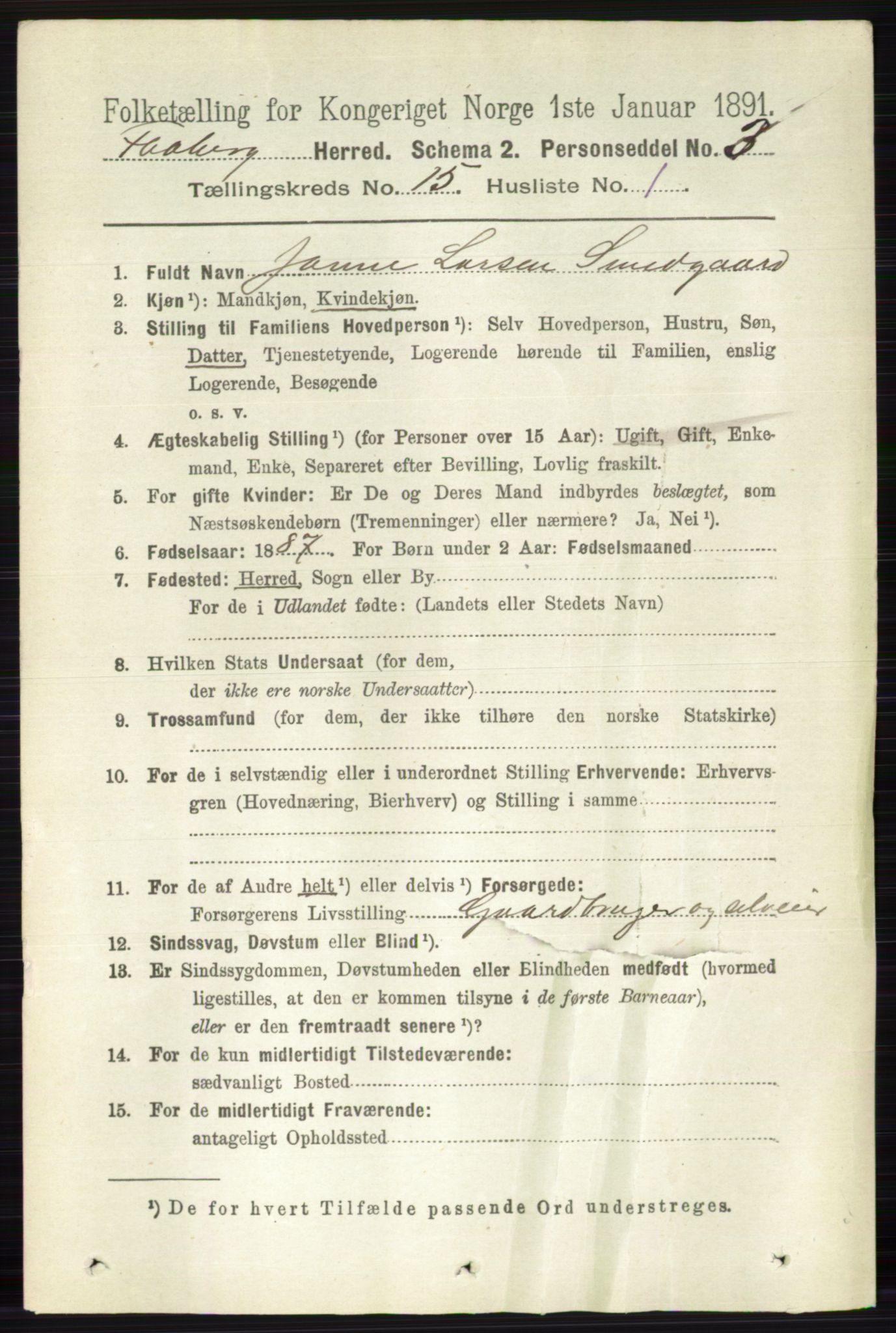 RA, 1891 census for 0524 Fåberg, 1891, p. 5910