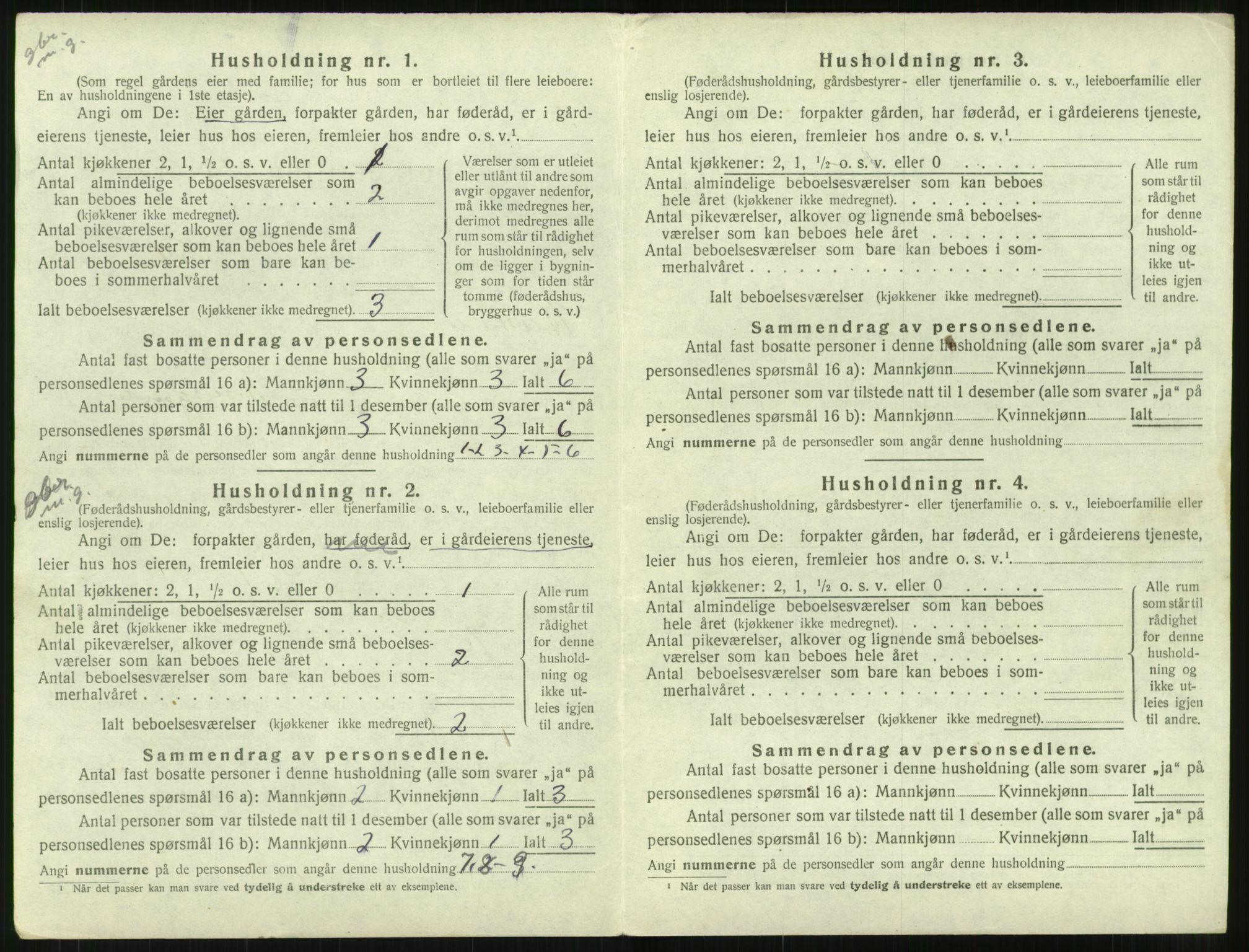 SAT, 1920 census for Hustad, 1920, p. 490