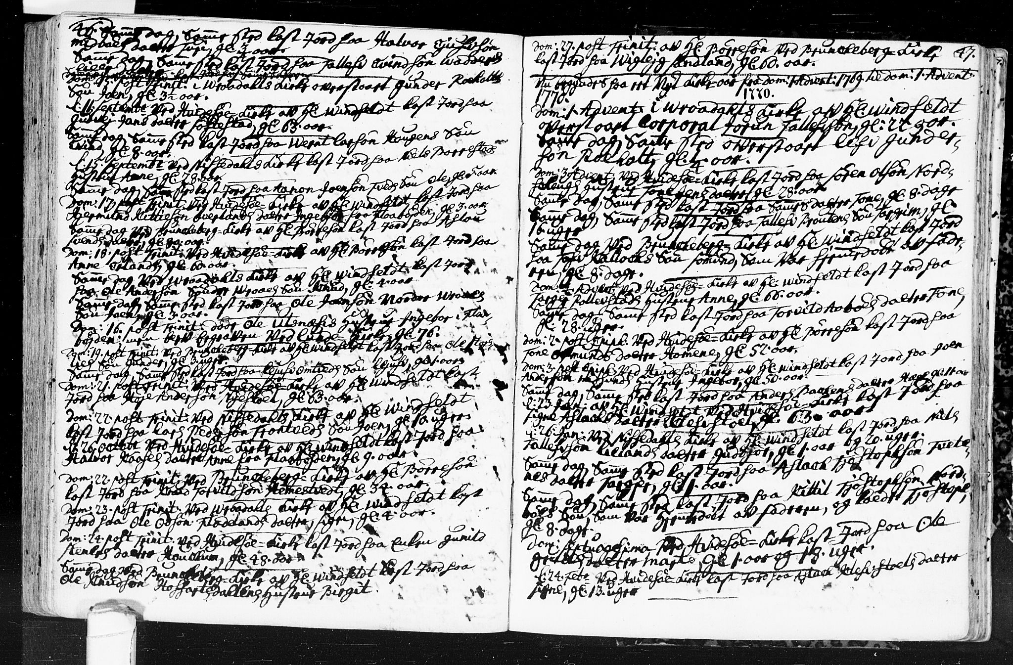Kviteseid kirkebøker, AV/SAKO-A-276/F/Fa/L0001: Parish register (official) no. I 1, 1754-1773, p. 46-47