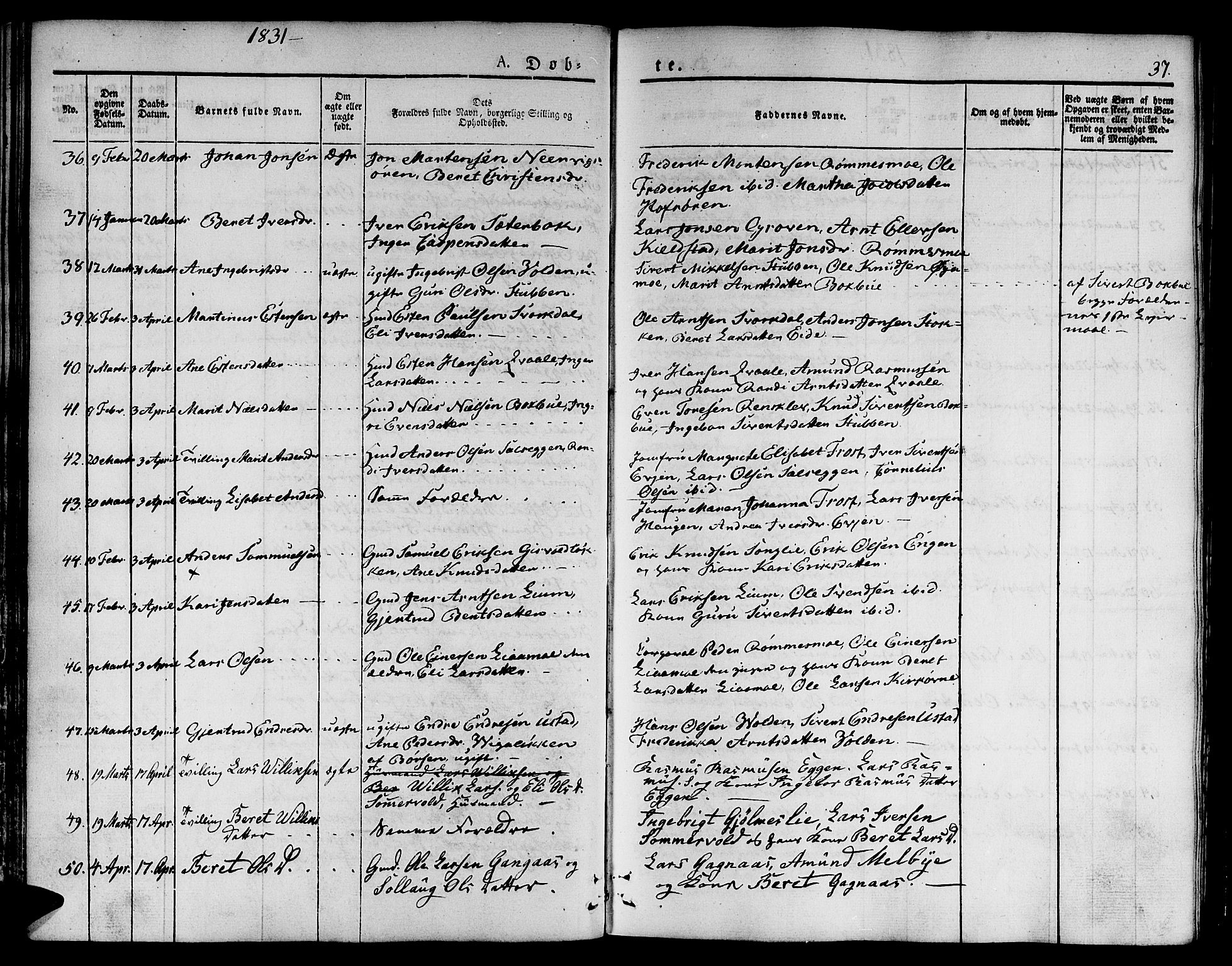 Ministerialprotokoller, klokkerbøker og fødselsregistre - Sør-Trøndelag, AV/SAT-A-1456/668/L0804: Parish register (official) no. 668A04, 1826-1839, p. 37