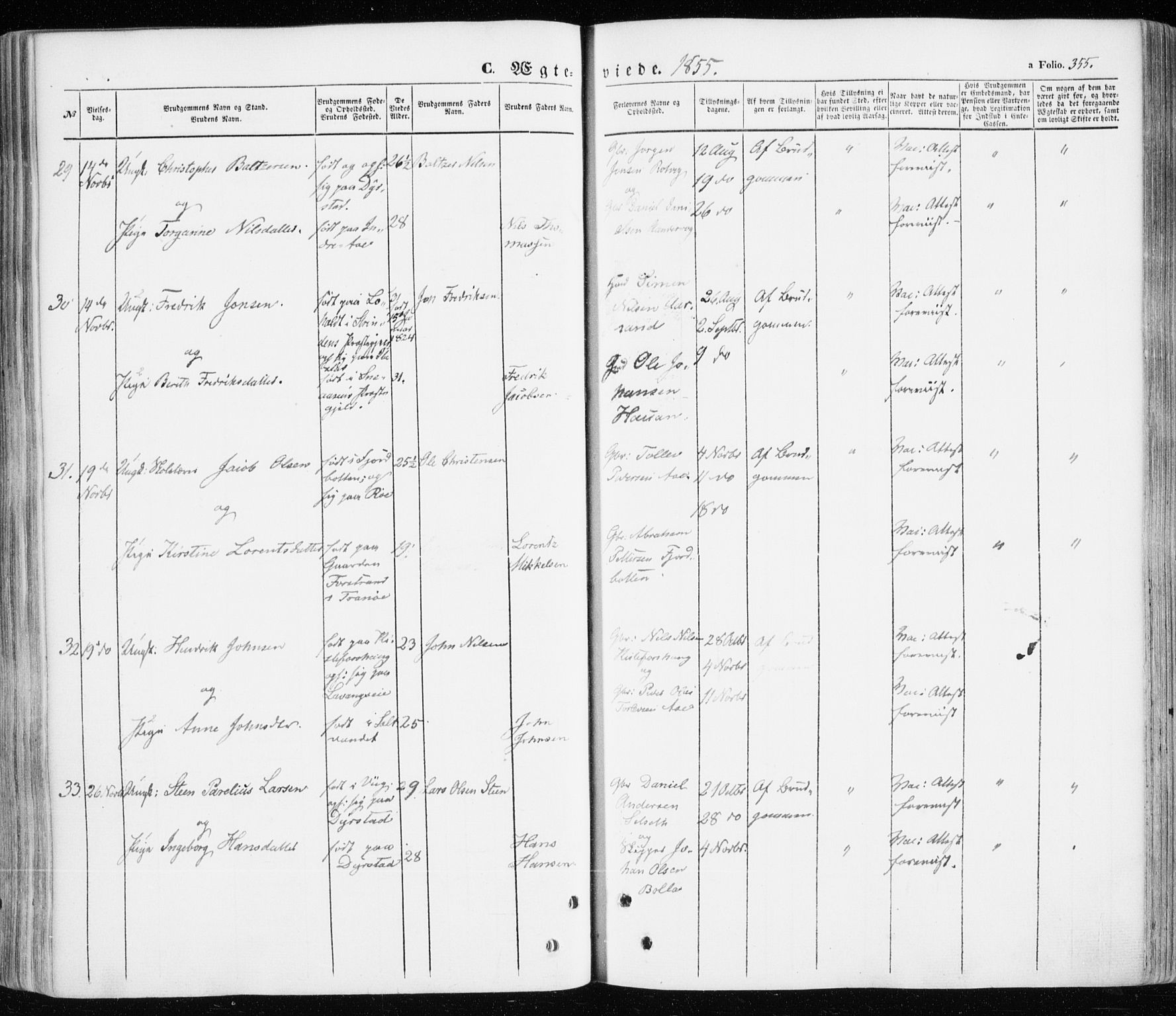 Ibestad sokneprestembete, SATØ/S-0077/H/Ha/Haa/L0008kirke: Parish register (official) no. 8, 1850-1859, p. 355