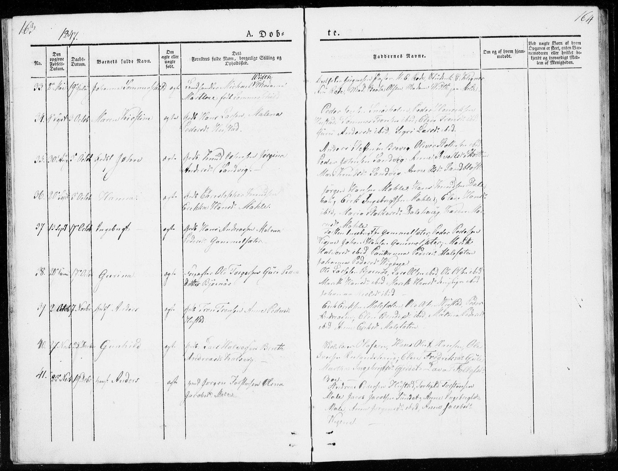 Ministerialprotokoller, klokkerbøker og fødselsregistre - Møre og Romsdal, AV/SAT-A-1454/566/L0766: Parish register (official) no. 566A05, 1842-1851, p. 163-164