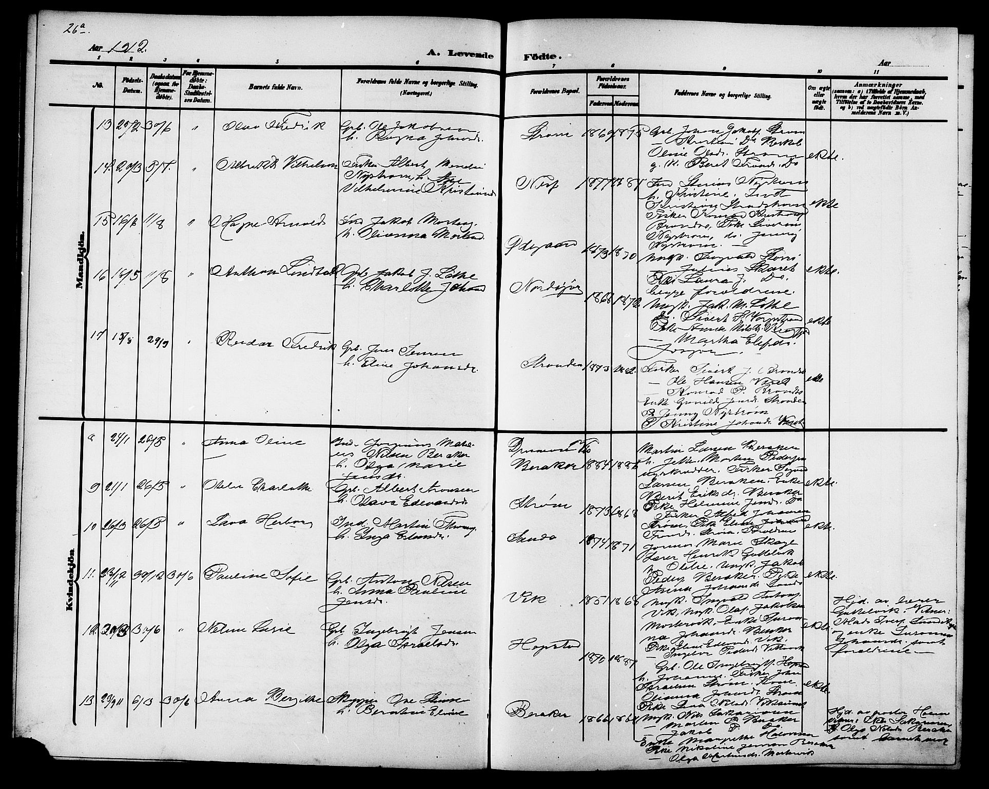 Ministerialprotokoller, klokkerbøker og fødselsregistre - Sør-Trøndelag, SAT/A-1456/657/L0717: Parish register (copy) no. 657C04, 1904-1923, p. 26